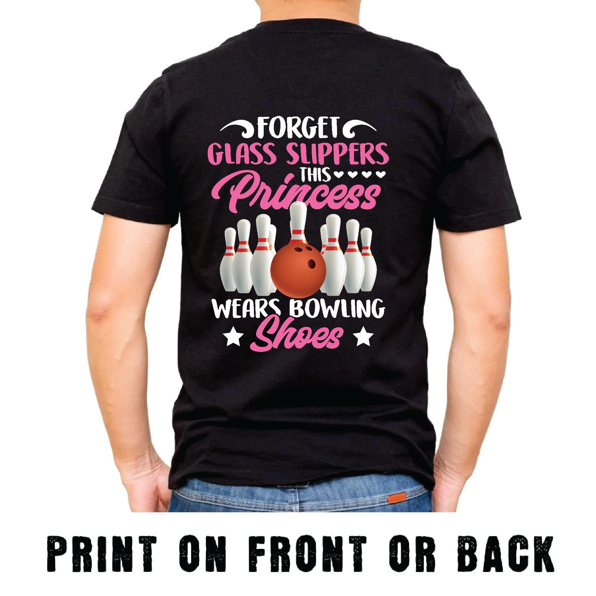 Gift Idea for Princess Fans Forget Glass Slippers She Wears Bowling Shoes Men Women Black Multicolor T Shirt