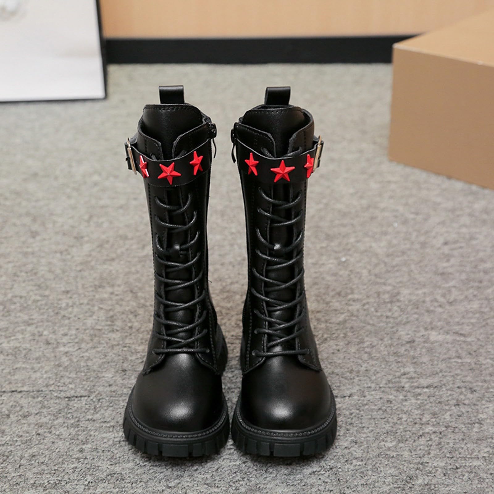 Générique Stivali invernali eleganti per Ragazze con decorazioni stellate modelli Elevati Fibbia Cintura Scarpe Alla Moda per Bambini perfetti per Freddi
