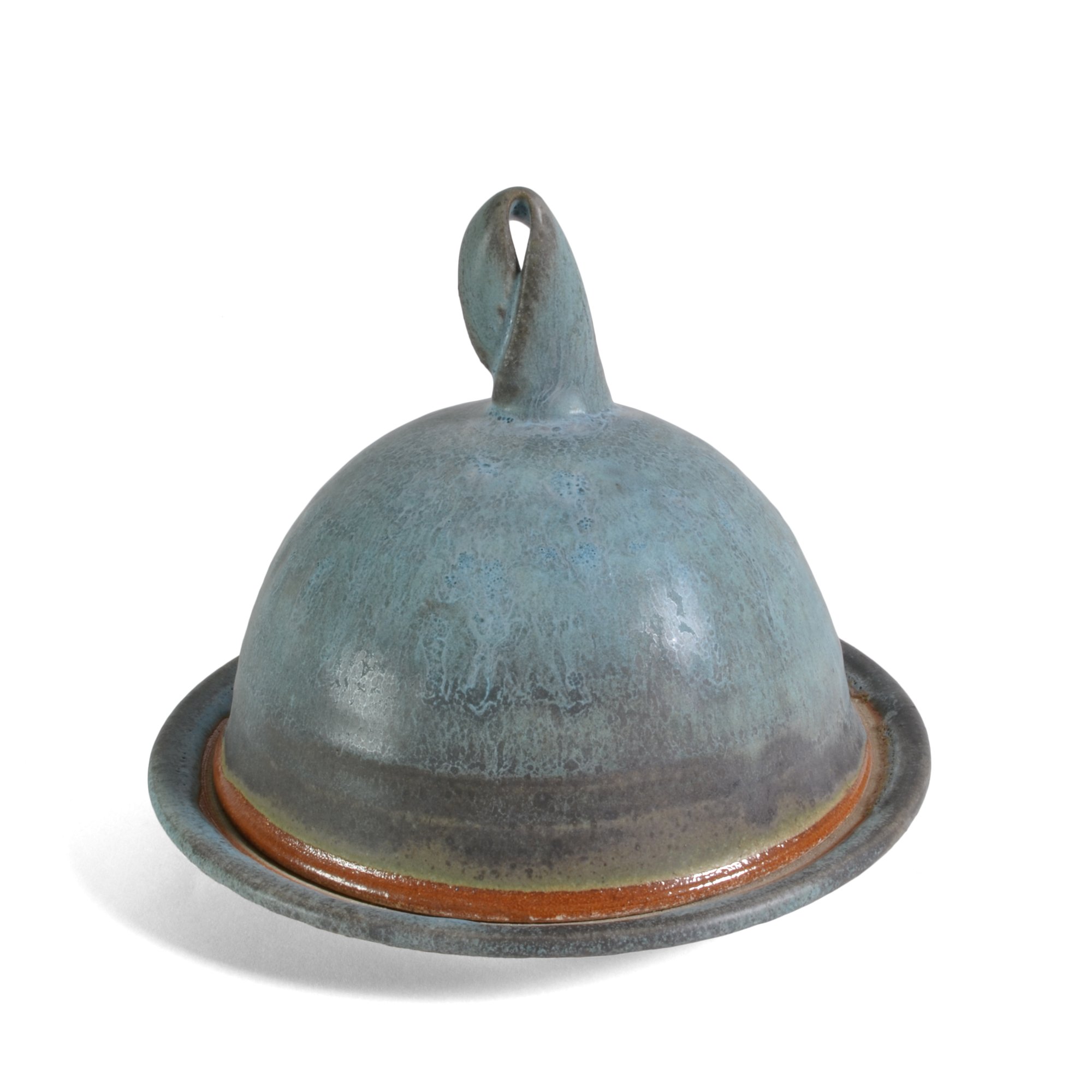 Dock 6 Pottery Butter Cheese Dish Dome Lid, Turquoise