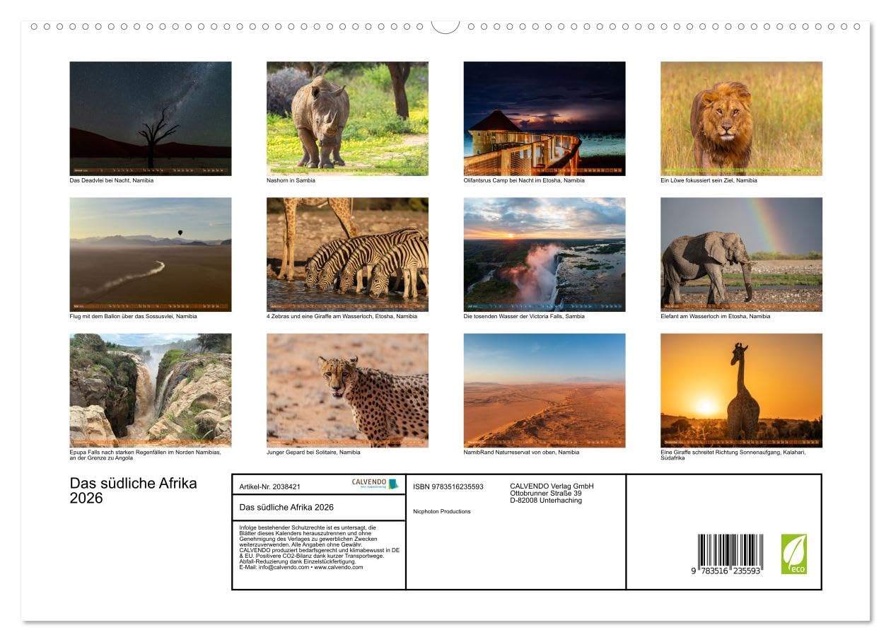 Das südliche Afrika 2026 (hochwertiger Premium Wandkalender 2026 DIN A2 quer), Kunstdruck in Hochglanz: Ein Kalender, der die Magie des südlichen Afrika einfängt (CALVENDO Orte)