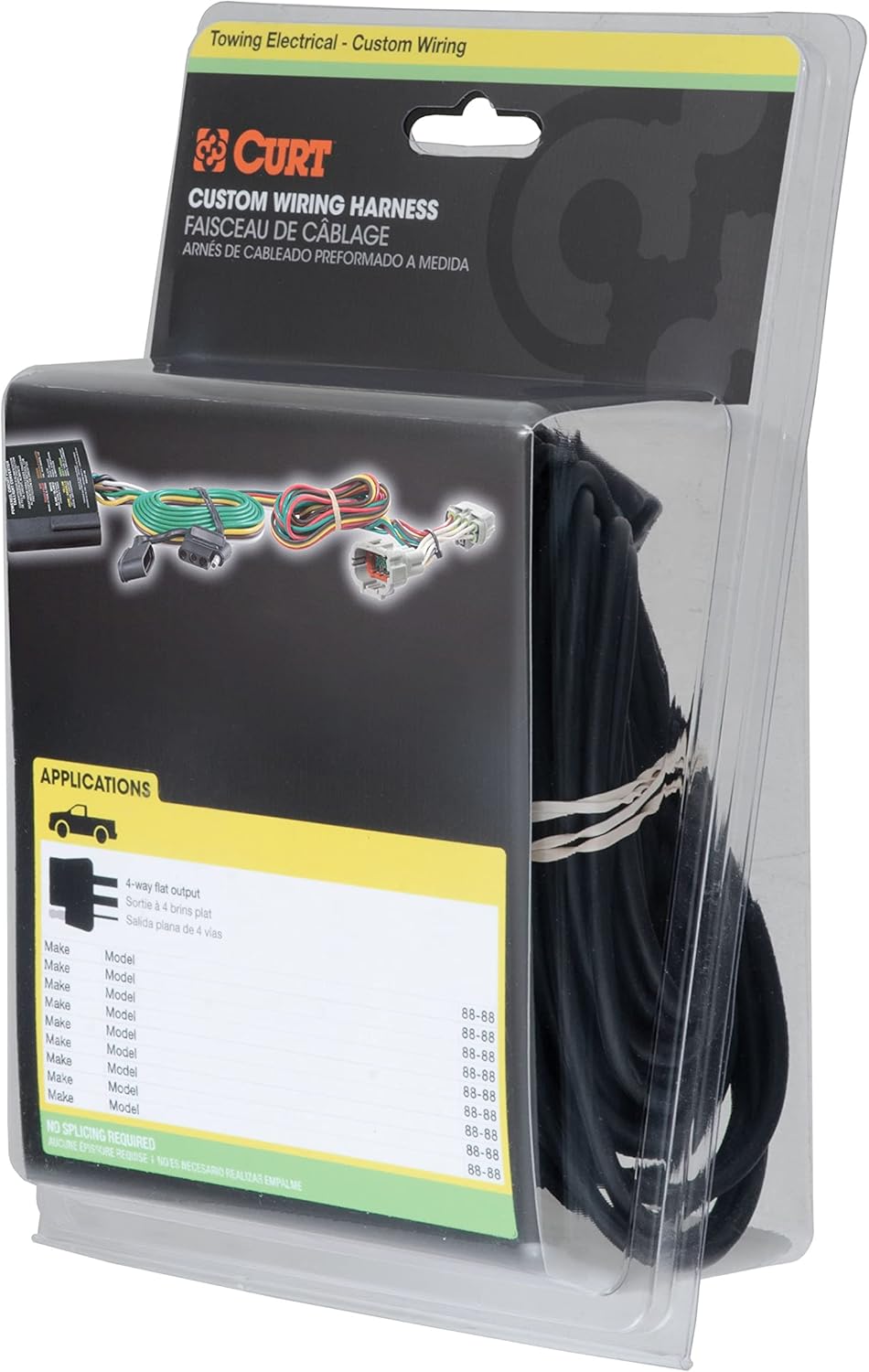 CURT 56383 Custom Wiring Harness 3-Wire System 4 Way Flat Tail Light Circuit 7.5 Amps Turn and Brake Circuits 5.0 Amps Custom Wiring Harness