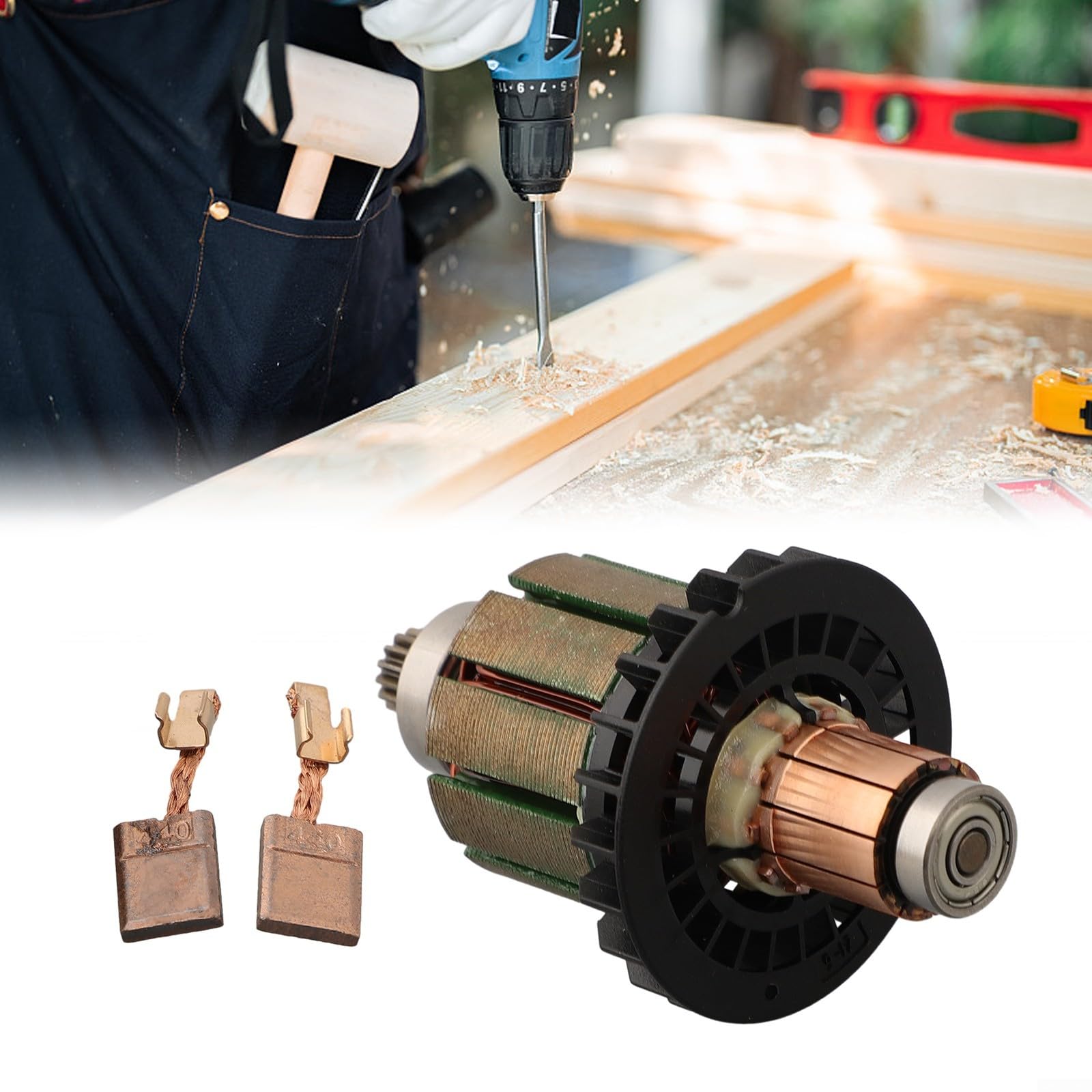 Armatura con 2 spazzole di carbone per DDF482 DHP482 DHP482RAE DHP482Z DDF482RME DHP482RME DDF482RFE DDF482Z