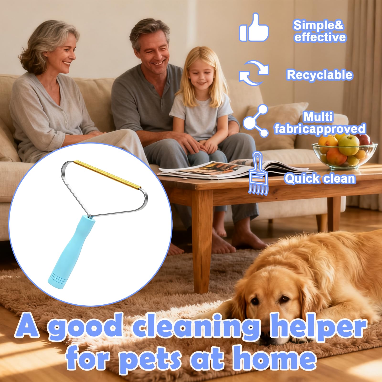 AzureRay Brosse Poils Animaux et Brosse pour Cheveux Bouclés, Canapés, Sièges Auto et Bordures en Tissu. Élimine Efficacement Tous les Poils d'Animaux