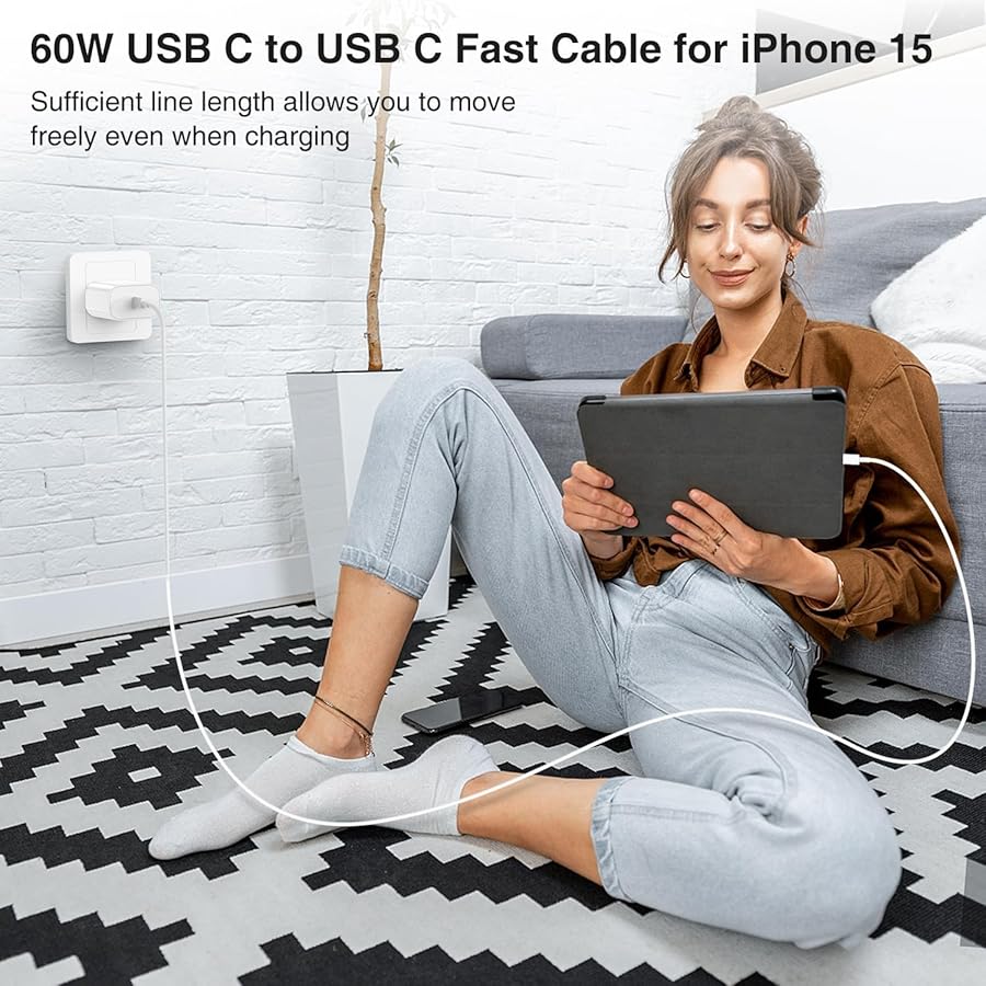 2Pack iPhone 17 16 15 Charger Fast Charging,USB C Super Fast Charger Block and Long Type C to C Cable Cord 10ft for Apple iPhone 17 Pro Max/17 Air/16 Pro/16 Pro Max/15 Plus/15 Pro/iPad Plug Cube - image 6