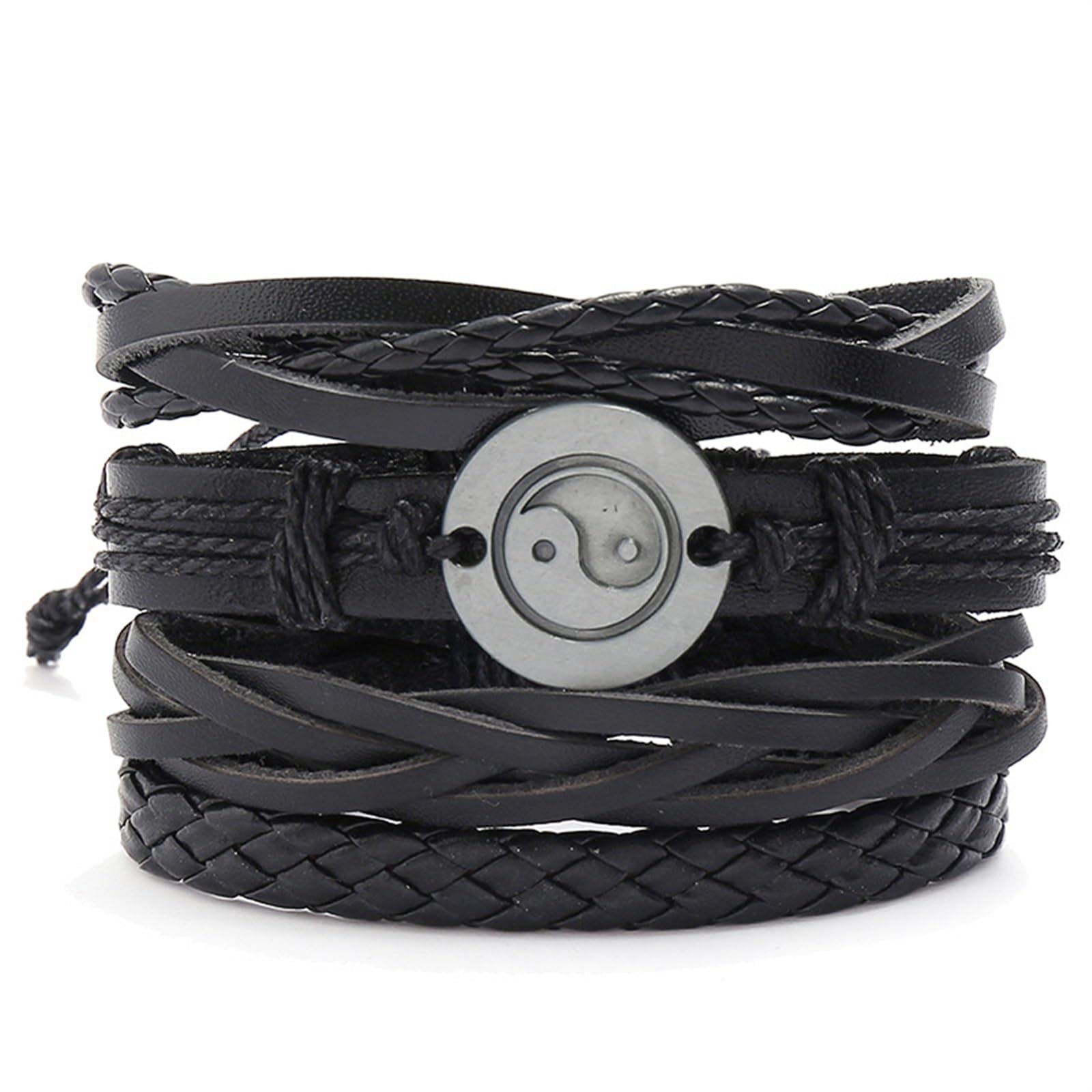 Bracelet en cuir de Tai Chi Gossip fait main, artisanat d'excellence et design tissé