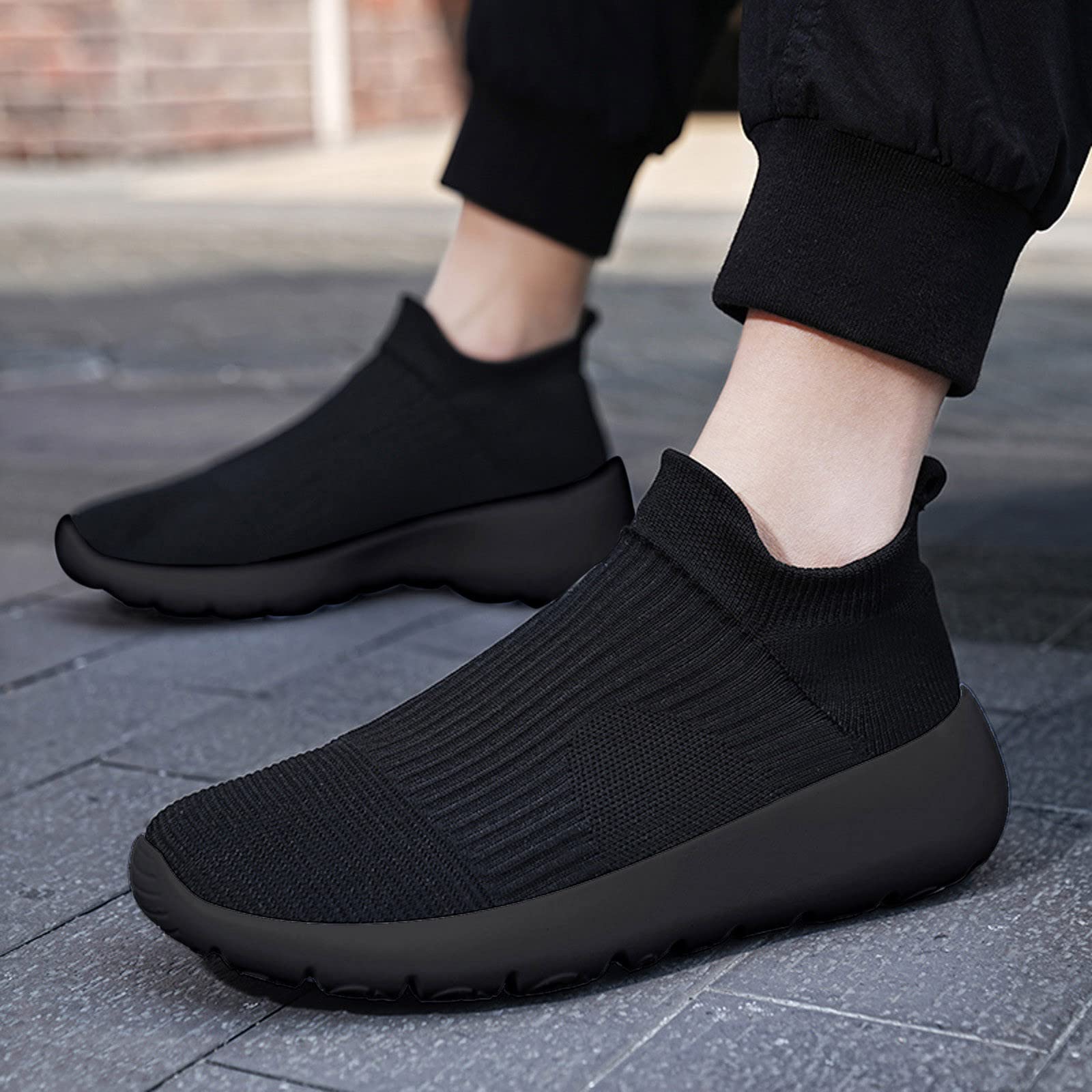 Generisch Herren Sneakers Herren Sneaker Neuartiges Mesh Design Atmungsaktive Bequeme Slip On Schuhe Einfarbig Modisch Langlebig