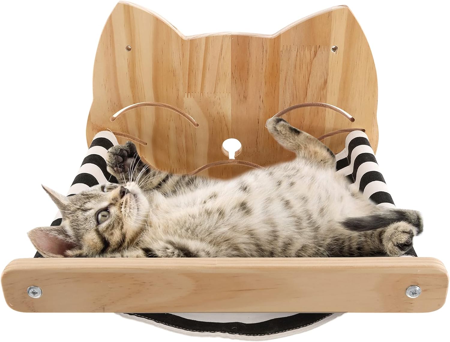 POWLAB Cat Hammock Wall Mounted Cats Wooden Shelf ,Modern Wall Perch Bed for Kitten,Sturdy Soft Cat Hammock, Indoor Cat Wall Furniture…