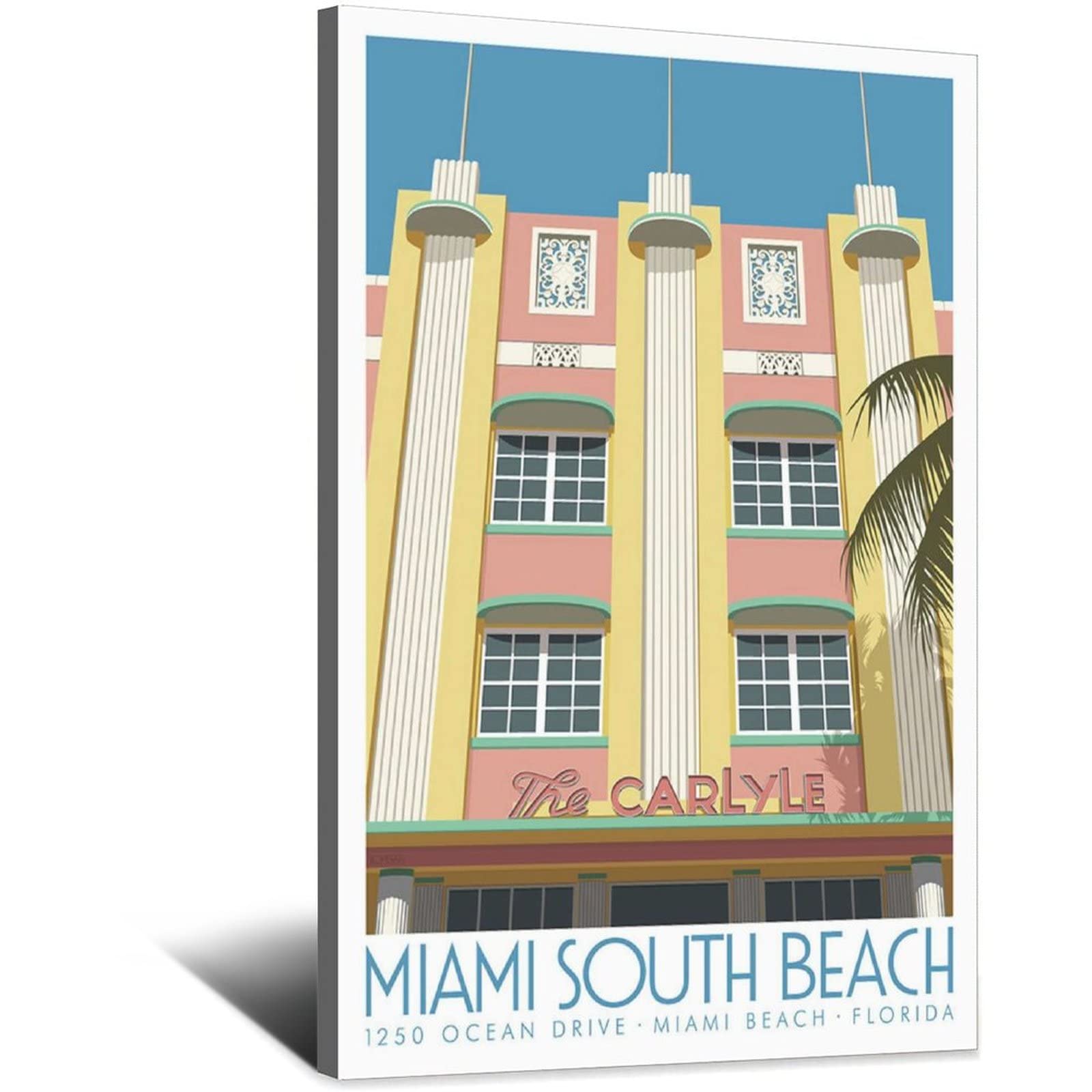 UEJD Vintage Miami South Beach Florida Travel Poster Decorative Posters Modern Bedroom Canvas Art Poster Picture Painting Posters Wall Decor Art Gift