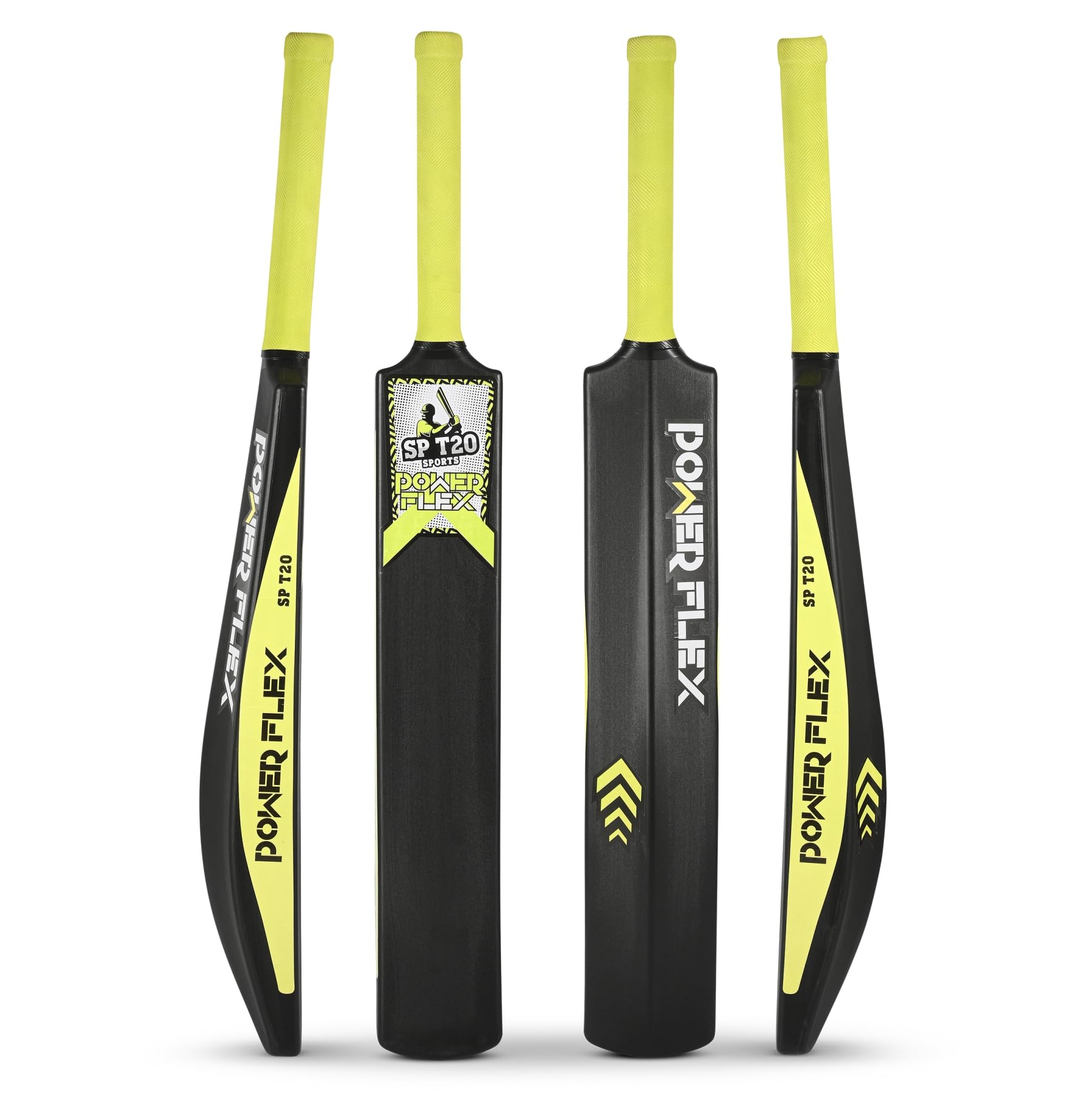 SP T 20 Power Flex Heavy Duty Plastic Cricket Bat,Full Size (34” X 4.5”inches) Premium Bat for All Age Groups – Kids/Boys/Girls/Adults (Black Floro Yellow Size 8)