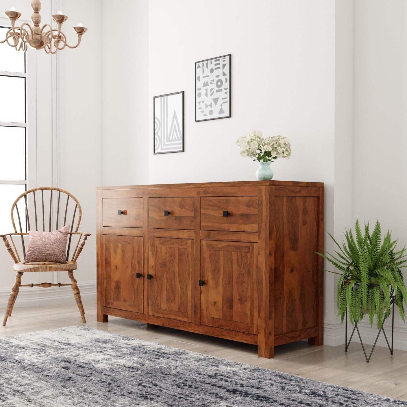 UNITEK FURNITURE PureWood Sheesham Sideboard (Finish Color - Honey) Cabinet | Solid Wood Sideboard (Finish Color - Honey Finish) Cabinet |-image-24