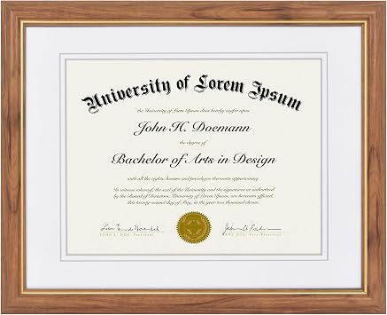 Americanflat 11x14 Diploma Frame - Matted to 8.5x11 - Oak & Gold