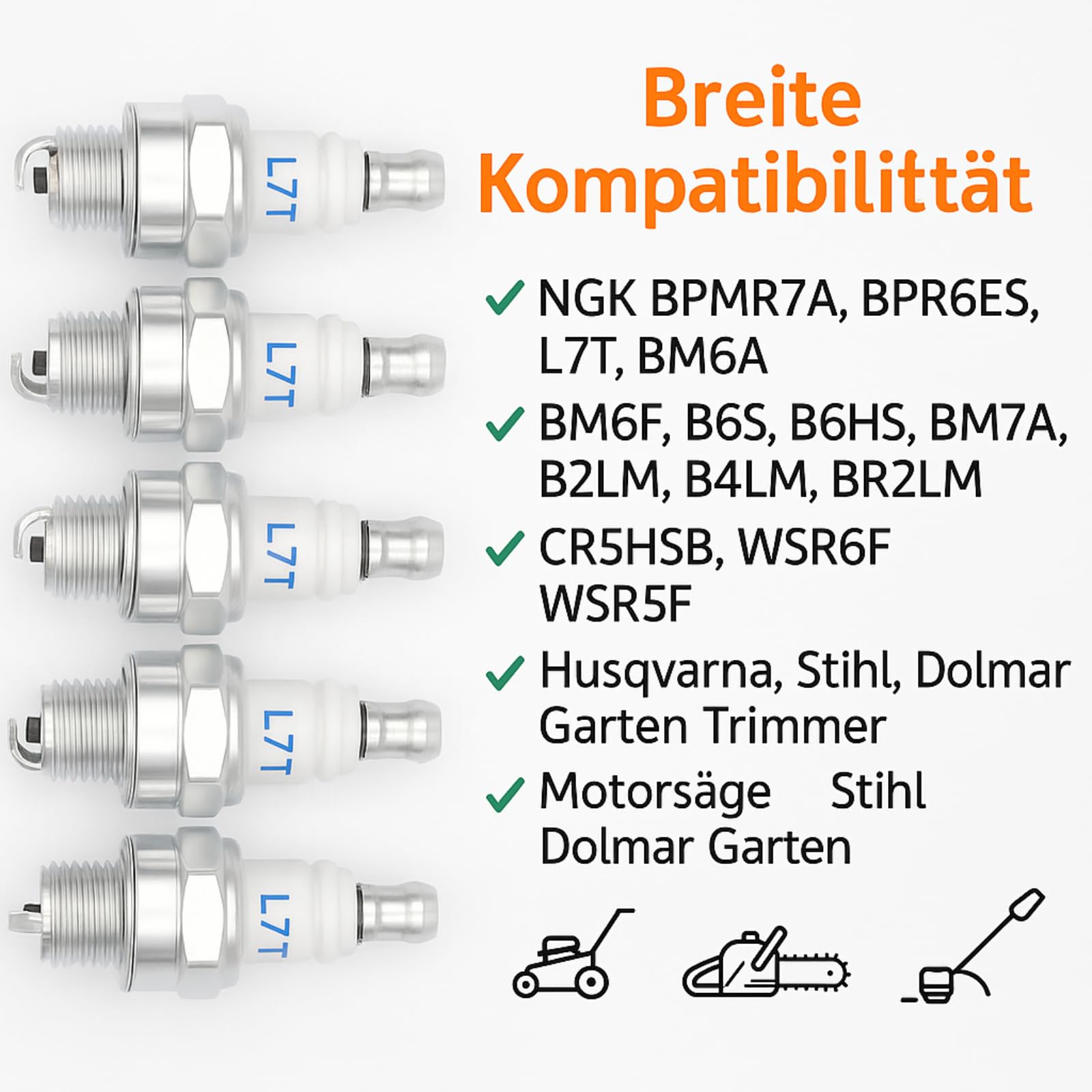 KAL-Lot De 4 Bougies D'Allumage L7T 2 Temps Accessoire De Rechange Pour Tronconneuse Debroussailleuse Tondeuse A Gazon De Jardin Debroussailleuse Debroussailleuse Debroussailleuse