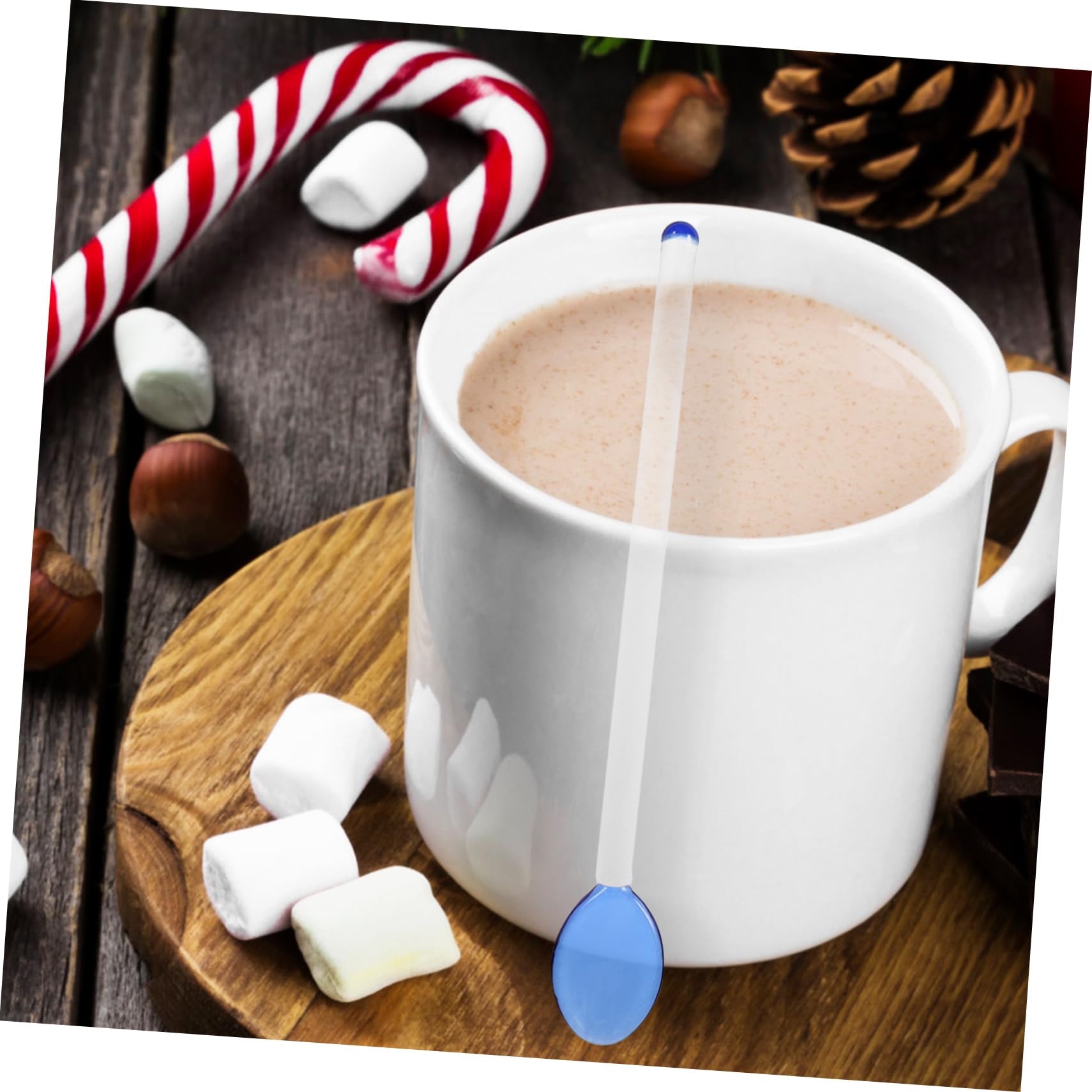 Cabilock 4Pcs Long Glass Spoons Portable Stirring Scoop for Soup Dessert Ergonomic Handle for Home Cafe and Bar Use