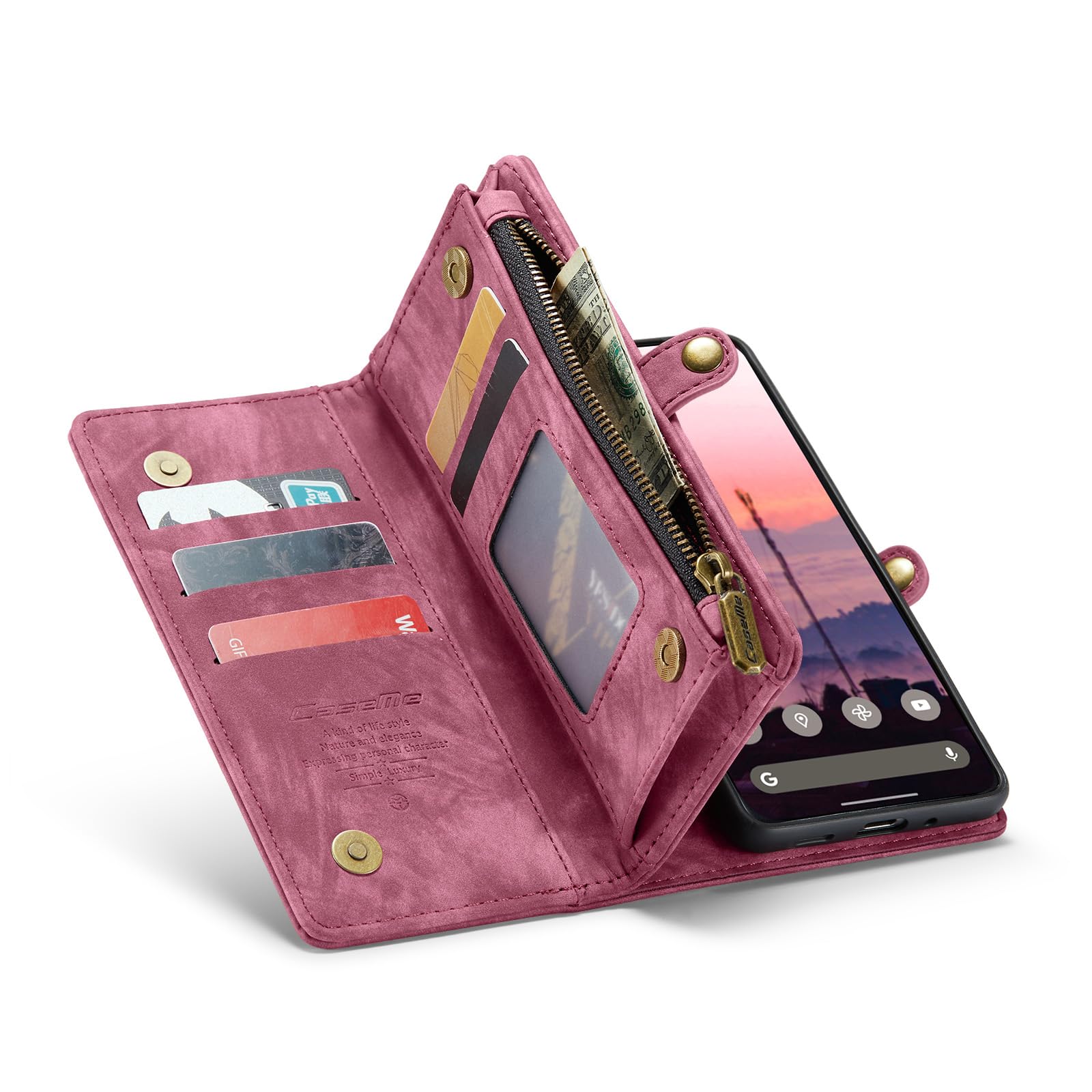 Cover per Google Pixel 9A Compatibile con Ricarica Wireless Custodia Trasparente Pelle Portafoglio a Libro Slot Schede Design 3D morbido stile alla moda Flip Case per Pixel 9A - Marrone