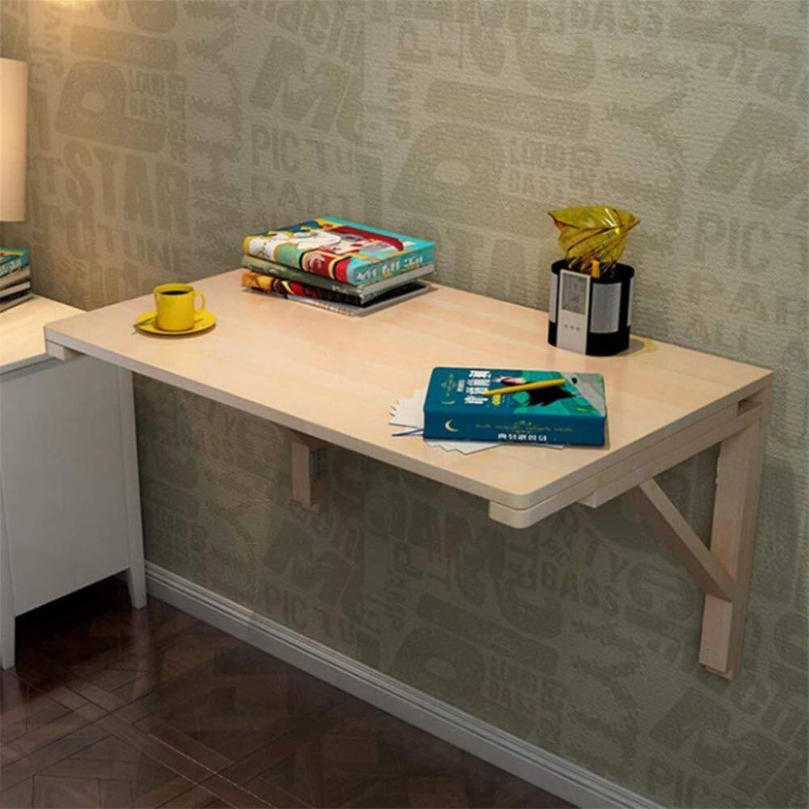GBRJUYF Folding Wall-Mounted Table Dining Drop-Leaf Table Wall-Mounted Computer Table Desk Wall Table Study Table Double Support Side Table(100 * 40cm/39 * 16in)