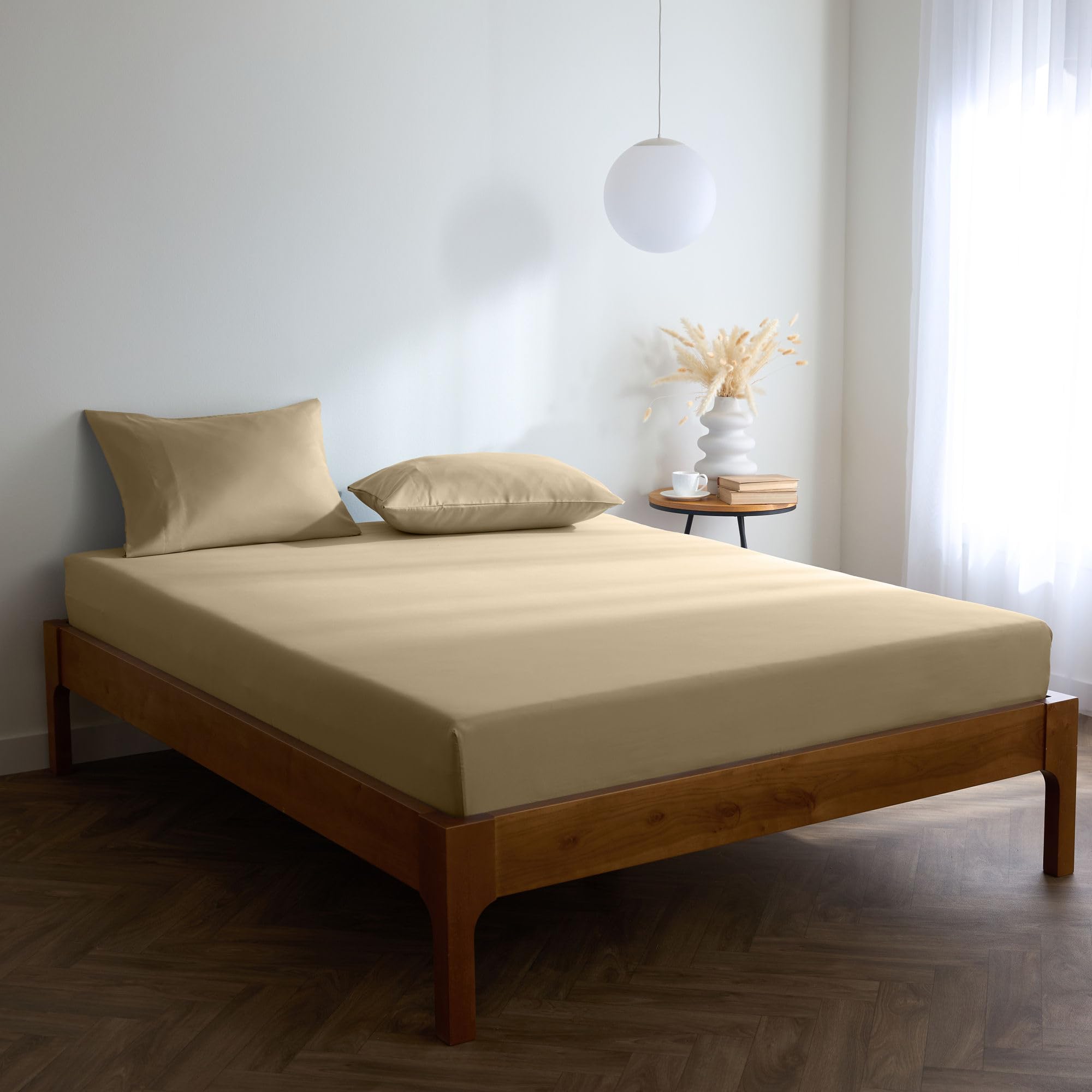 Mellanni Spannbettlaken 90x200cm Boxspringbett - Mikrofaser Spannbetttuch - Spannleintuch Bis 30cm Matratzenhöhe - Weich, Knitterfrei, Rundum Elastisch - (90x200 cm, Beige)