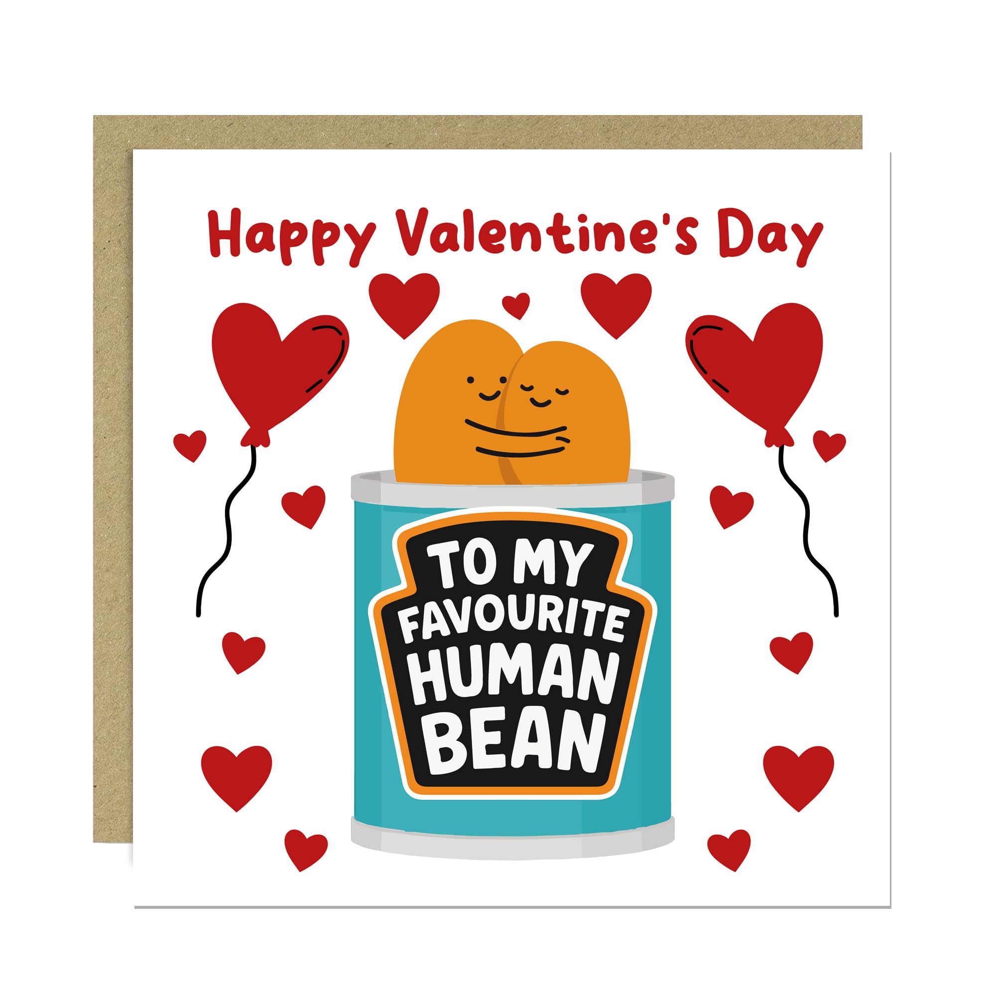 RED OCEAN Funny Valentine's Day Card For Boyfriend Girlfriend - Humorous Cards For Valentines Day, Human Bean Novelty Cards For Him Her Husband Wife 145x145mm With Kraft Envelope