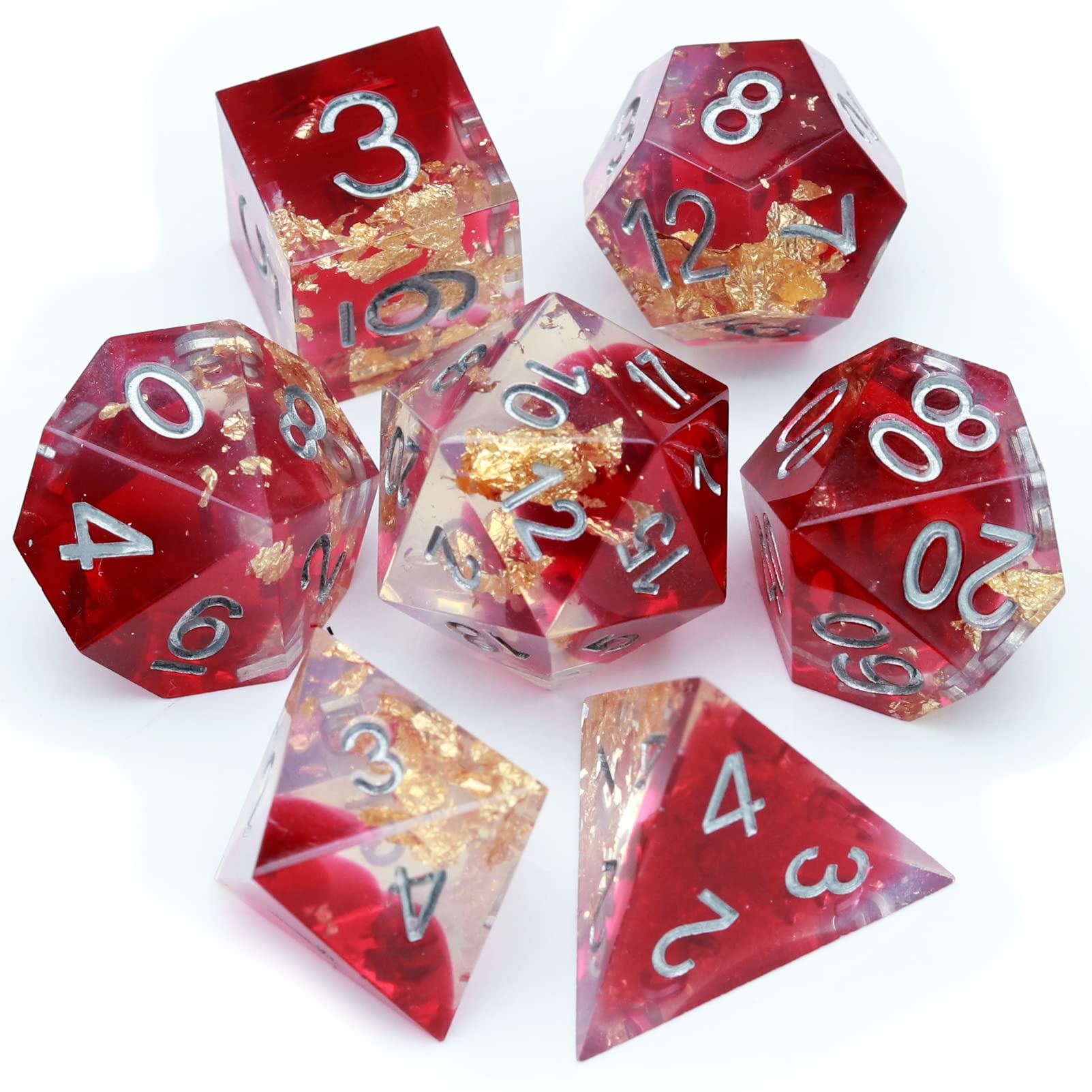 HaxtecDND Dice Set Sharp Edge Dice with Dice Case War Series Red Clear D&D Dice for RPG Role Playing Games Dungeons and Dragons DND Gifts