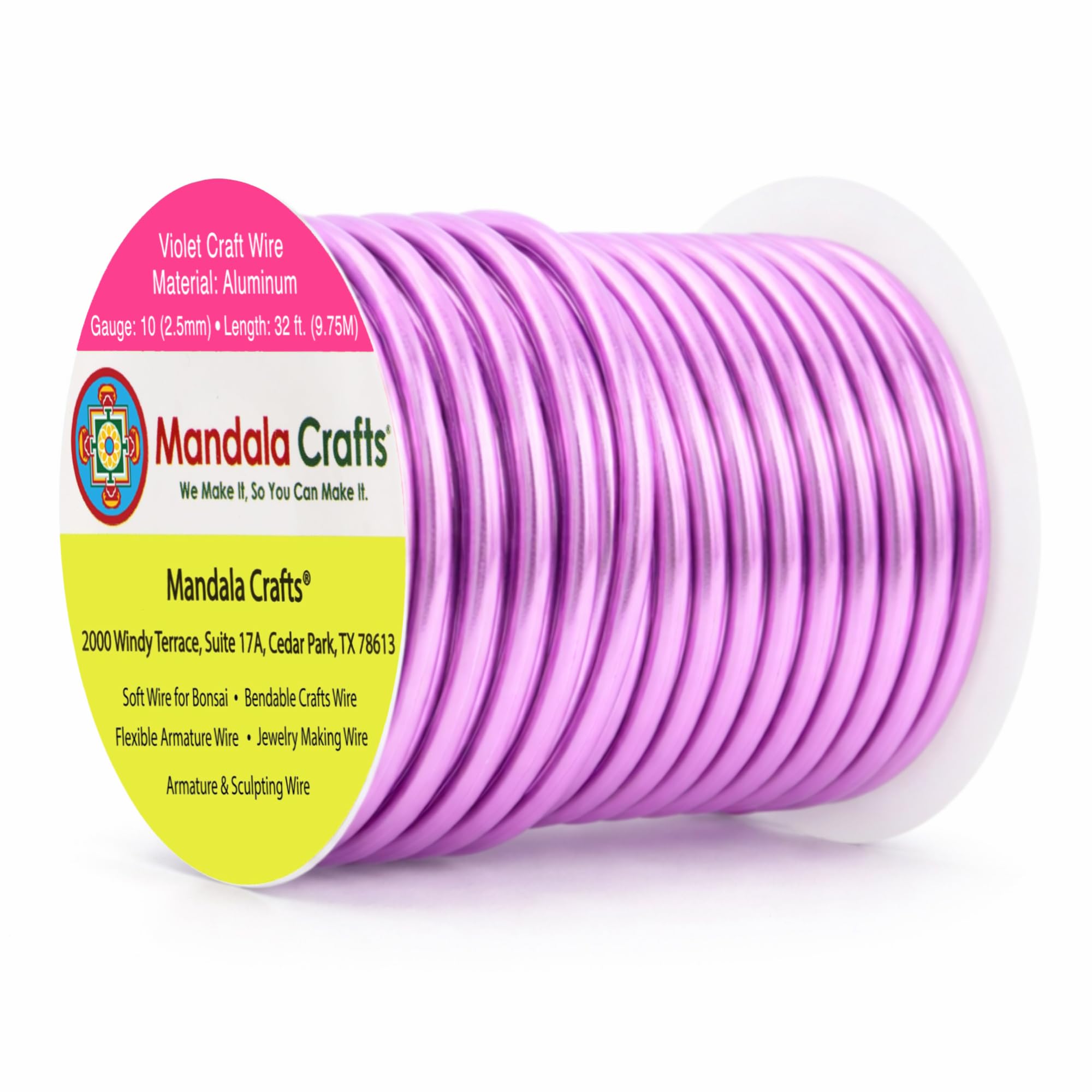 Mandala Crafts 10 Gauge Violet Anodized Aluminum Craft Wire, 32 FT
