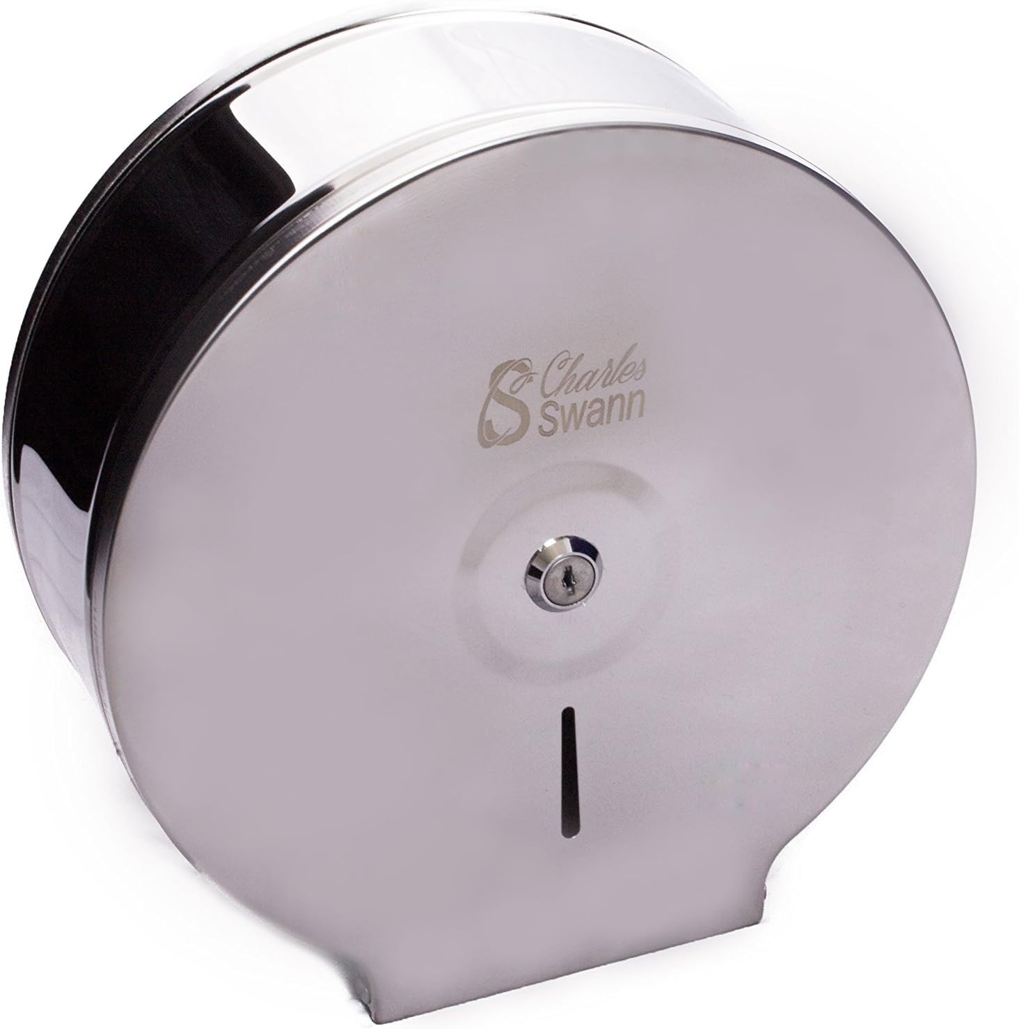 Charles Swann 9" Commercial Stainless Steel Toilet Paper Dispenser with Forever Guarantee | Premium & Durable Jumbo Chrome Wall Mount Tissue Holder for Professional Bathroom | Hardware For Single Roll
