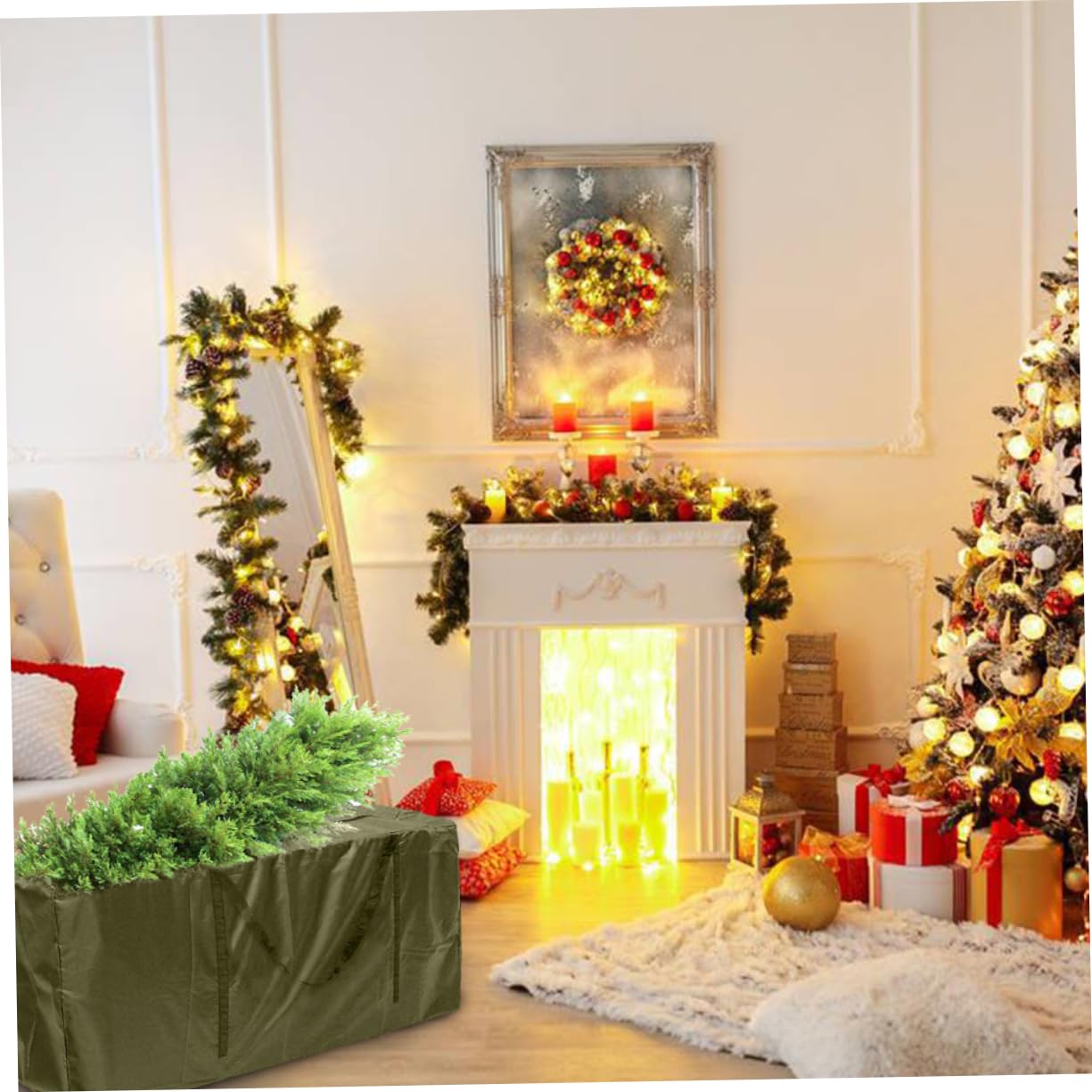 Weihnachtsbaum Aufbewahrungstasche Oxford Stoff Wasserabweisend Groß 173x76x51cm Faltbar Für Saisonlagerung Und Transport