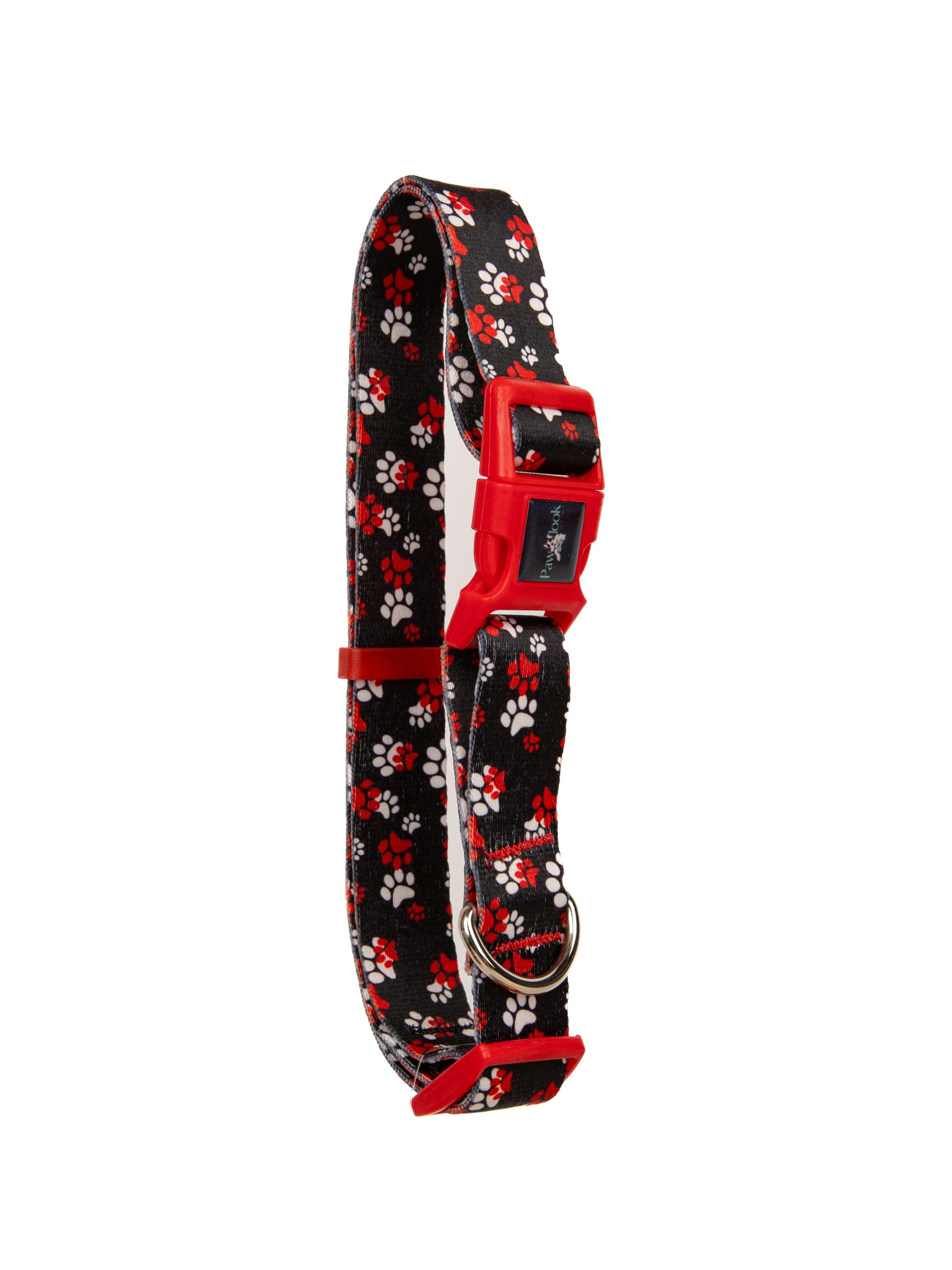 Design Köpek Boyun Tasması – Geri Dönüştürülmüş Malzeme, Ayarlanabilir, Tüy Toplamaz, D-Halkalı, Emniyet Tokalı, Küçük & Büyük Irklar İçin, Recycled Boyun Tasması Kırmızı Pati L