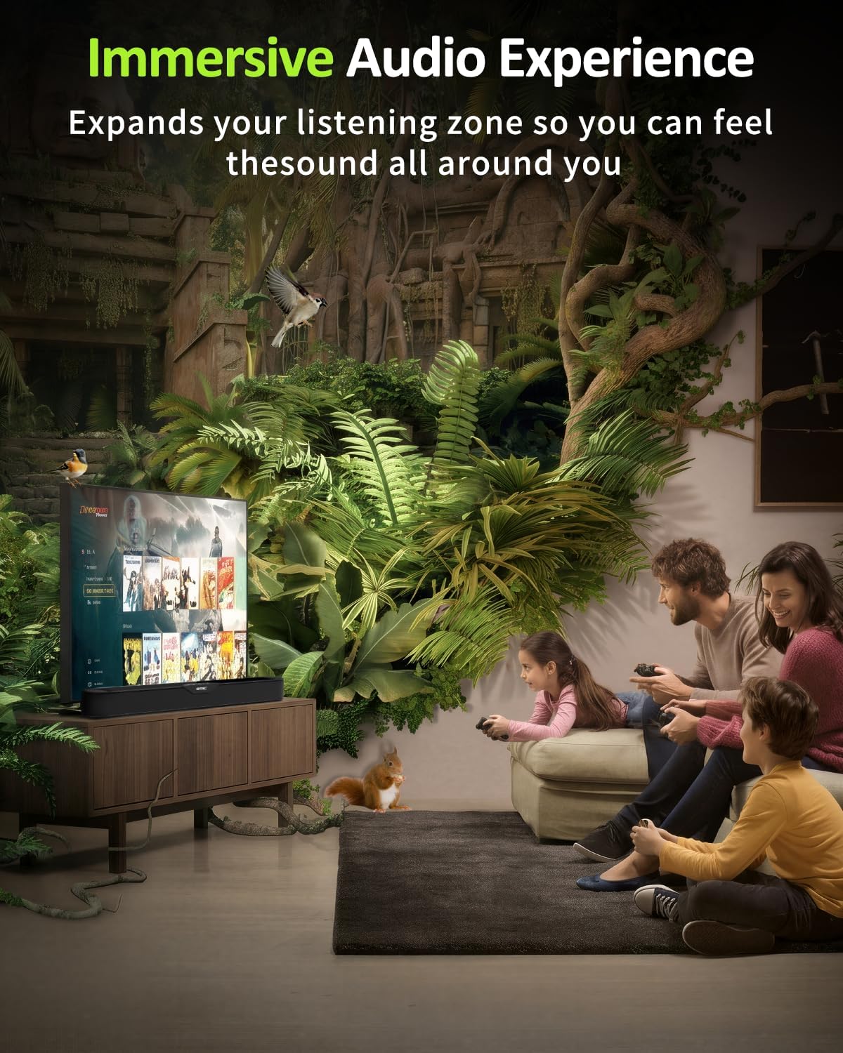 OTIC 2.0ch Sound Bar for Smart TV, 32 inch Wireless Dolby Atmos Soundbar with Bass, Bluetooth 5.4/HDMI ARC/Optical/Aux, 5 EQ Modes, Easy Use, Compact, Home Audio with Clear Sound Black