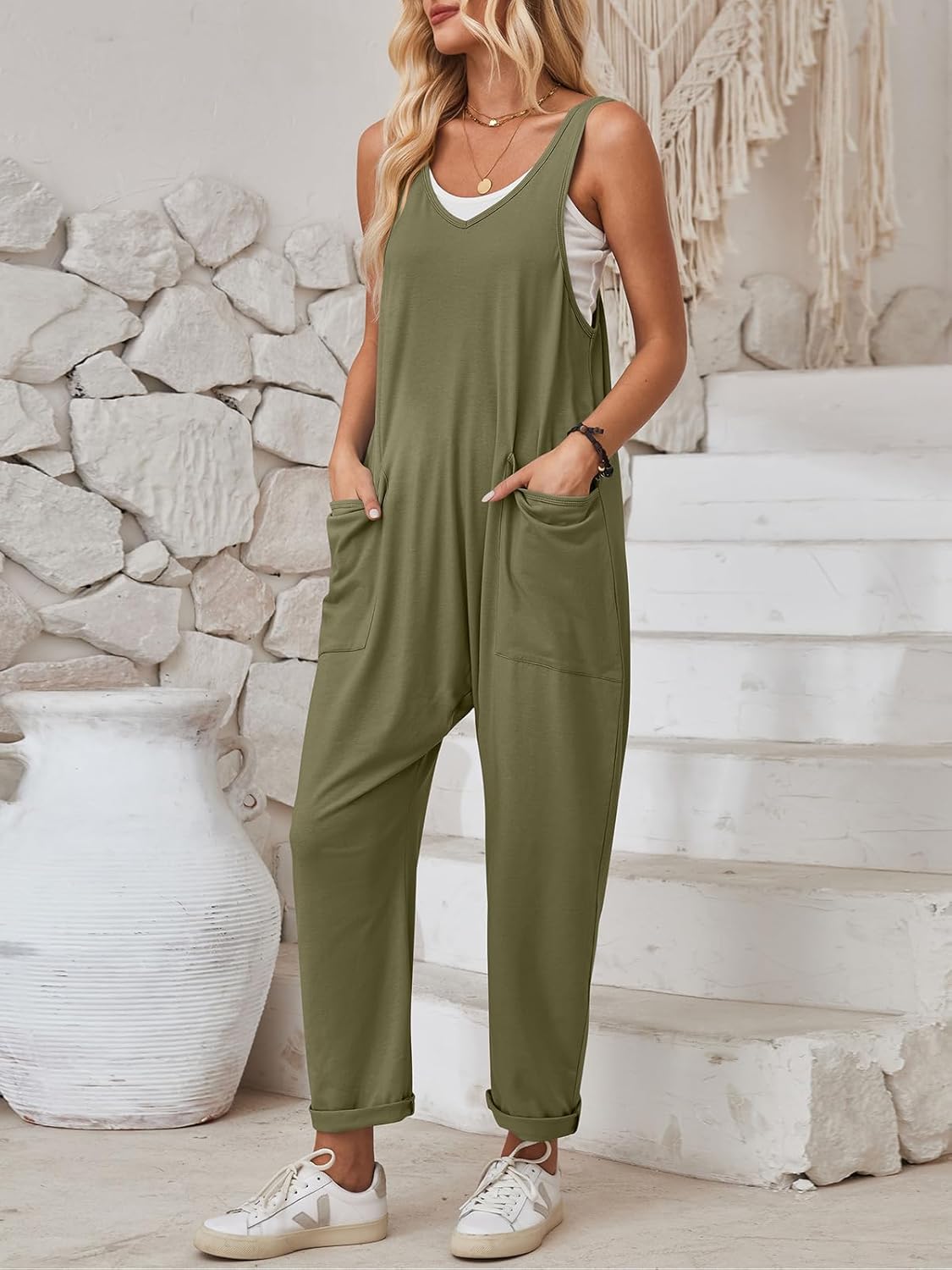 Jumpsuits for Women Casual Sleeveless Rompers Cotton Maternity Jumpsuits Baggy Overalls Loose Fit Summer Outfits 2025 - Image 5