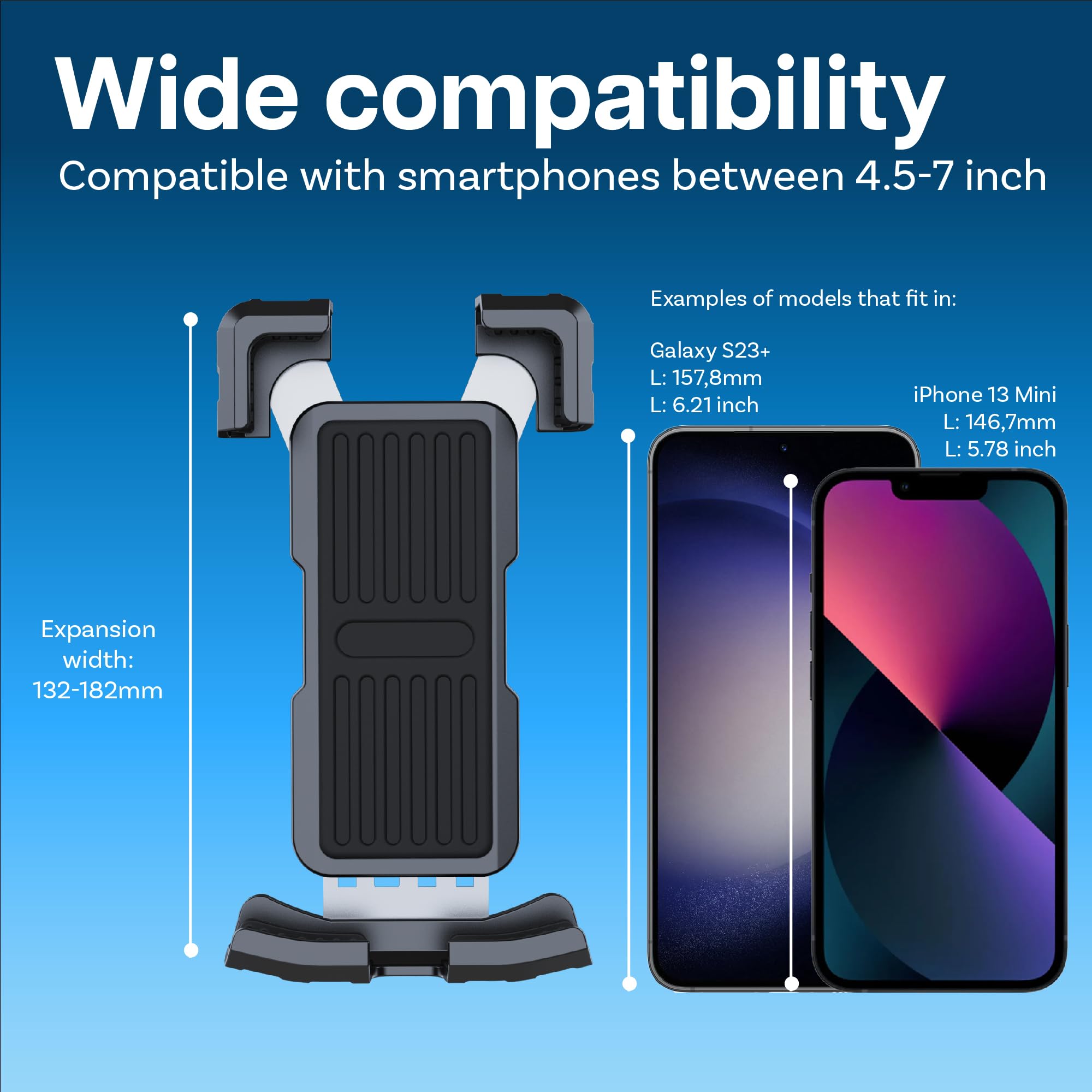 MMOBIEL Uchwyt Rowerowy na Telefon - Solidny Uchwyt na Telefon do Roweru, Skutera itp. - Uchwyt na Telefon do Telefonów od 4 do 7 Cali - Regulowany Uchwyt do Nawigacji Rowerowej - Uniwersalny - Czarny
