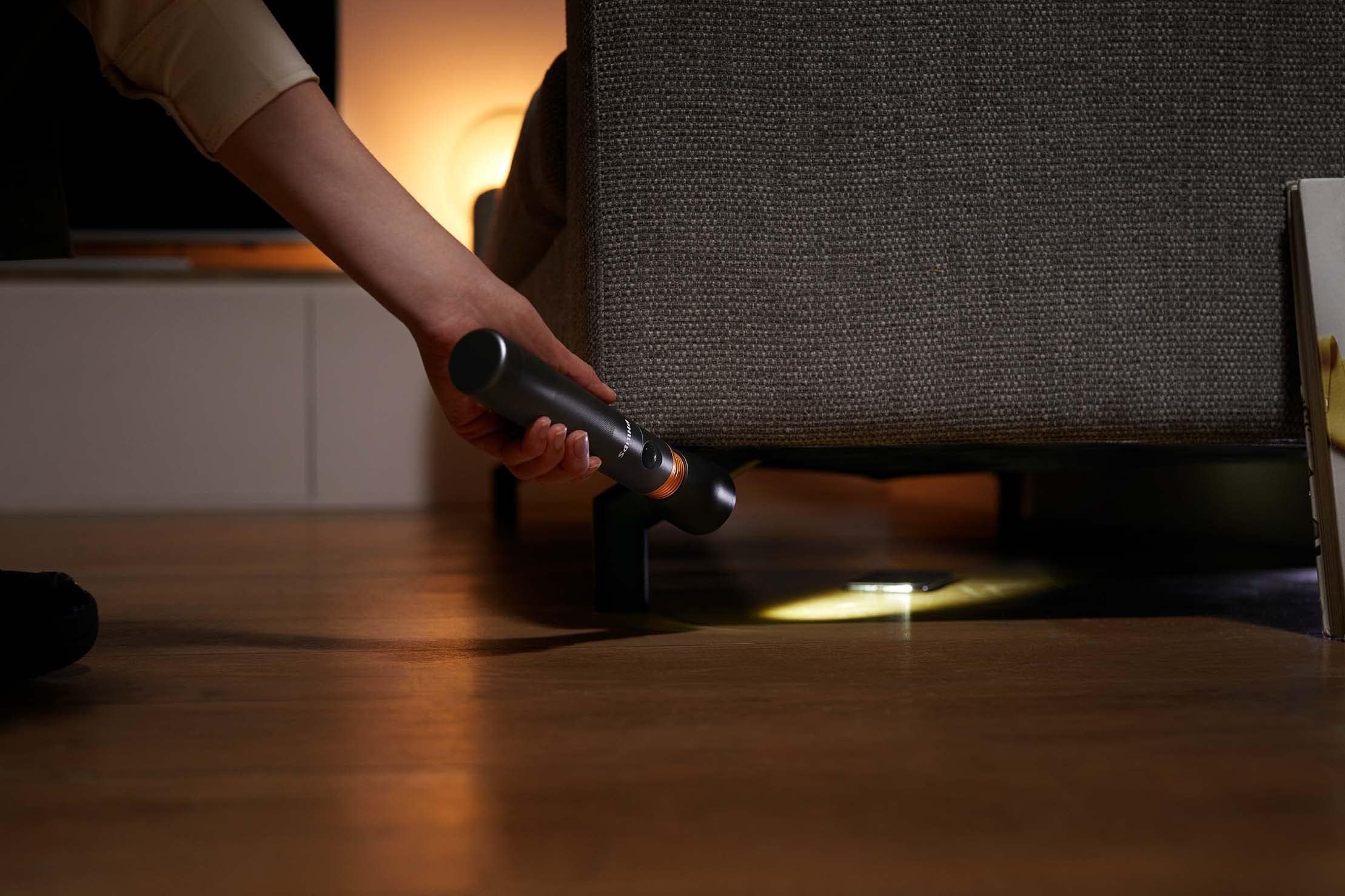 Philips SFL7002T/10 - Linterna LED (6 pilas AA incluidas, 1200 lúmenes), color negro