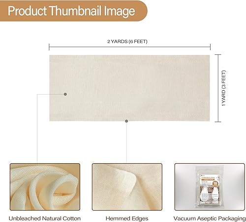 Miniatura 9 de Estopilla de 9 pies cuadrados de grado 100 paños de queso para colar, reutilizables, lavables, sin pelusa y malla ultra fina, sin blanquear, paños
