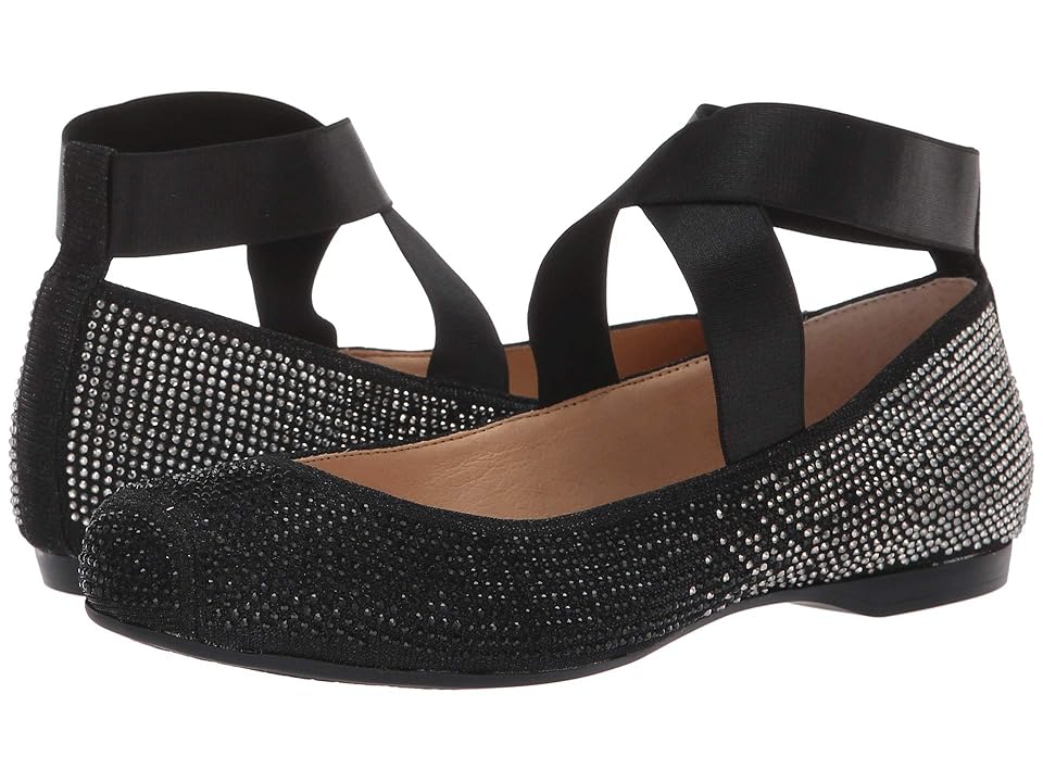 

Jessica Simpson Mandalay 5 (Black Glitter Gabor/Satin Elastic) Women's Dress Flat Shoes