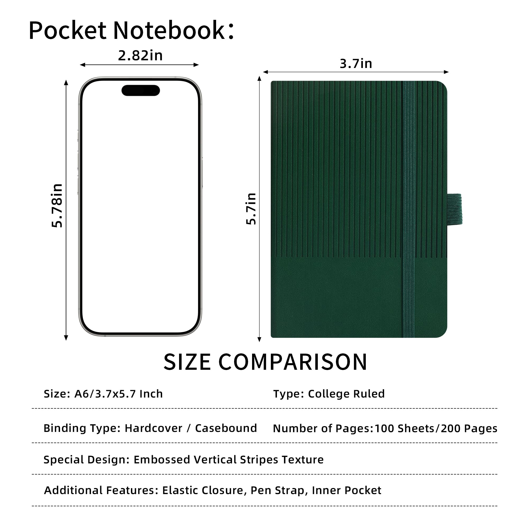 BOBO RABBIT Paquete de 3 cuadernos de bolsillo tamaño A6, tamaño pequeño, para tomar notas, tapa dura, de piel, rayado, bloc de notas para mujeres y hombres