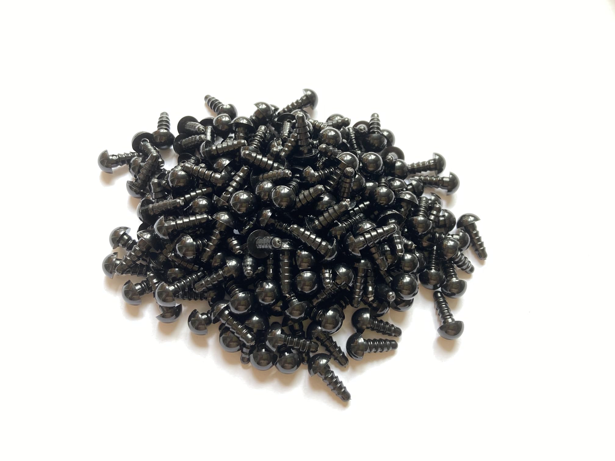 400pcs 7mm Black Plastic Safety Eyes with Washers for Crochet Craft Safety Eyes for DIY Christmas Decorations Crochet Stuffed Animals Crafting