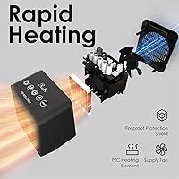 Vista 3 de Reaks PTC Ceramic Space Heater with ALCI Safety Plug for Bathroom and Indoor Use, 1500W Electric Heater with 59-95°F Digital Thermostat, 12H Timer