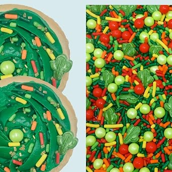 Fiesta Edible Cactus Pearl Confetti Candy Sprinkles Cake Cookie Cupcake IceCream Donut Quins 4oz