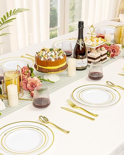 Miniatura 5 de Goodluck Paquete de 36 copas de vino de plástico sin tallo de 12 onzas  Copas transparentes acanaladas, elegantes vasos desechables reutilizables