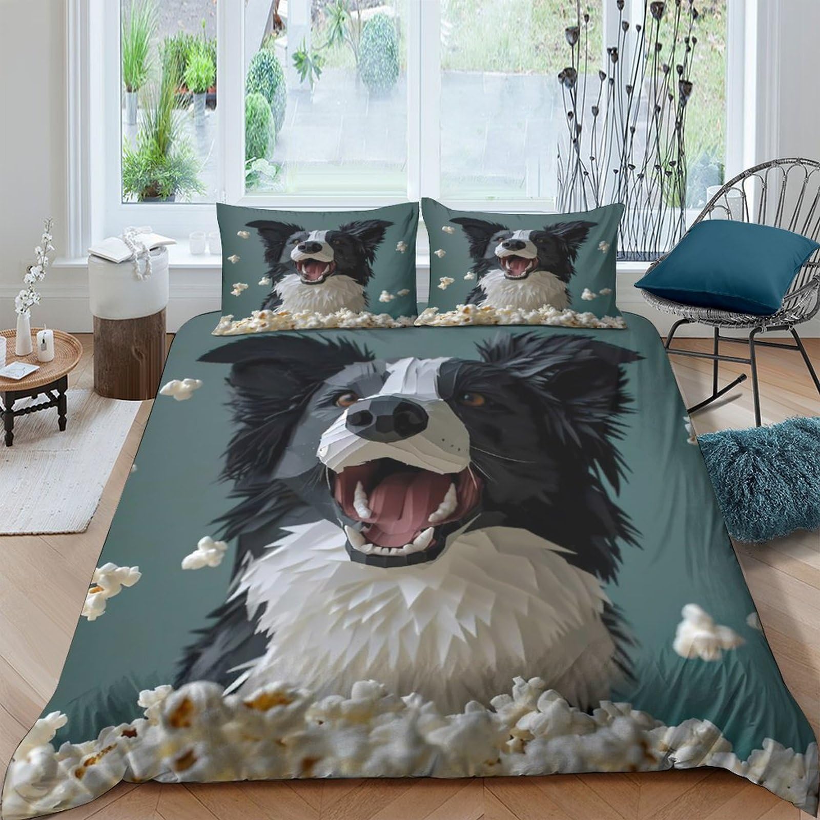 Ctjqhvkz Style-1 3D Printed Border Collie Dog Fitted Sheet Microfiber Soft Animal Art Bed Sheet For Bedroom Guest Room Decor Single（135X200cm）
