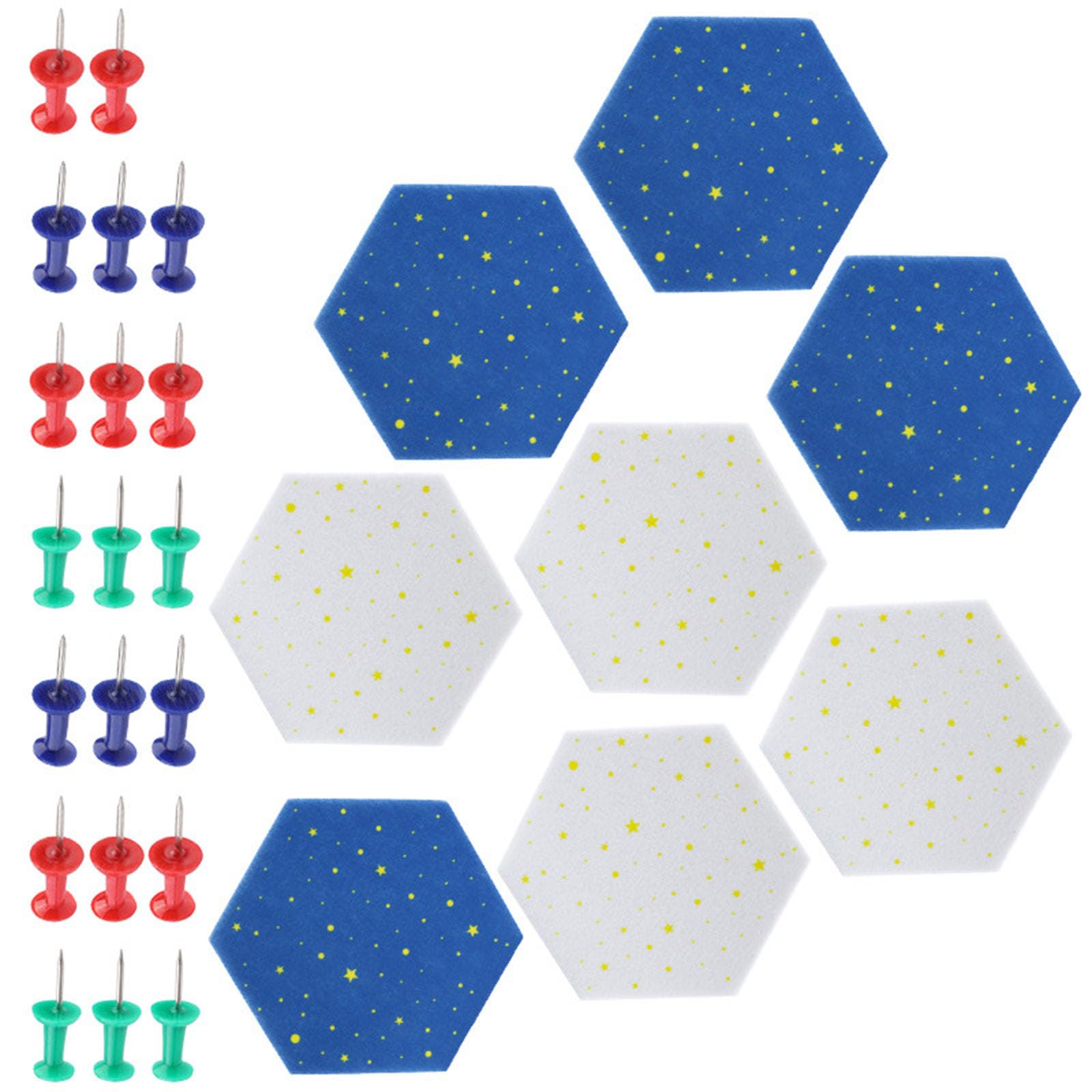 Jazuaiao Hexagon Cork Board with Push Pin Self-Adhesive Bulletin Board Felt Pin for Memos Notes Photos Schedules Hexagon Cork with Push Felt Self-adhesive Bulletin