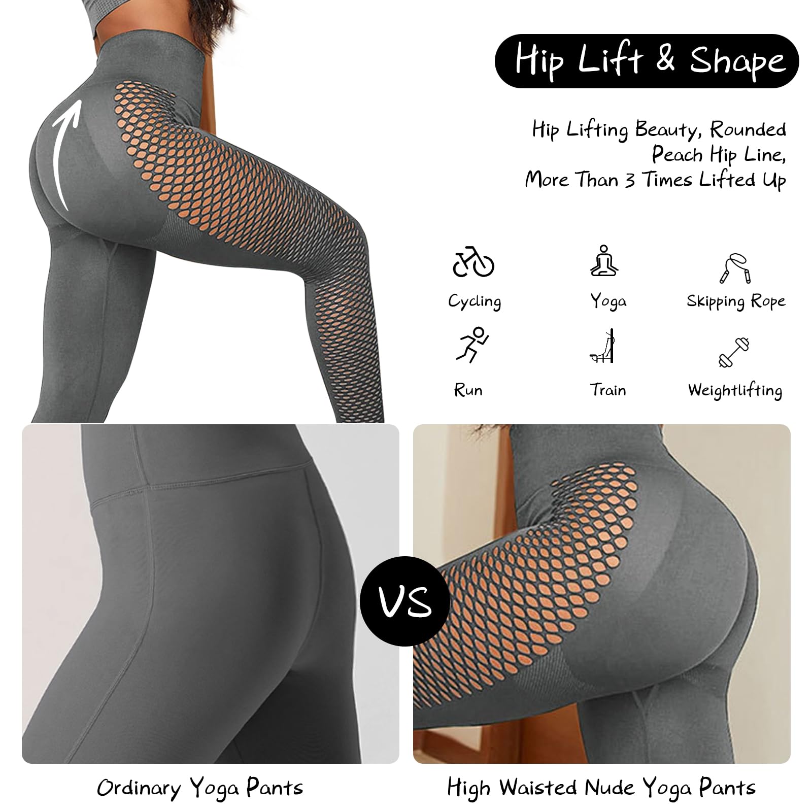 Leggins Donna Sportivi Pantaloni Palestra Svuotare Vita Alta Elastici Push Up Controllo della Pancia Pantacollant Opaco Leggings Pantaloni Fitness