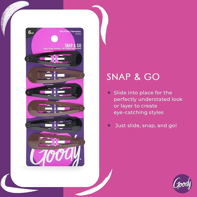 Pinzas para cabello Goody Snap para niños 6 unidades miniatura 4