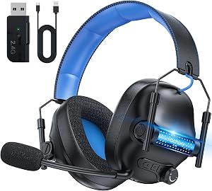FC400 Wireless Gaming Headset, 2.4GHz Gaming Kopfhörer Kabellos mit Mikrofon für PS5, PS4, PC, Switch, Bluetooth 5.4 Gamin…