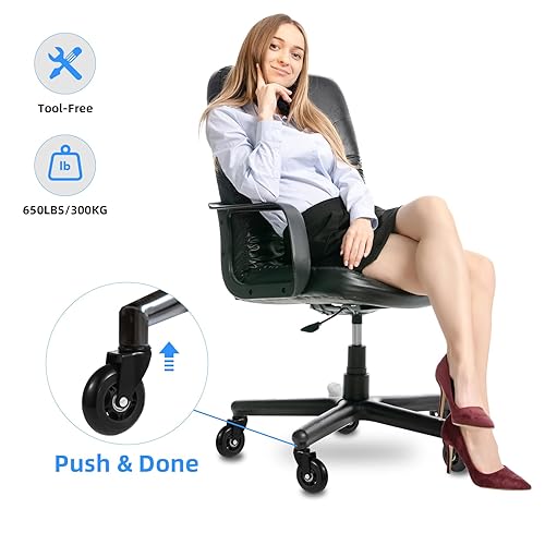 Miniatura 9 de W B D WEIBIDA Juego de 5 ruedas para silla de oficina con freno, ruedas de repuesto de goma para ruedas de silla, rueda universal resistente de 2