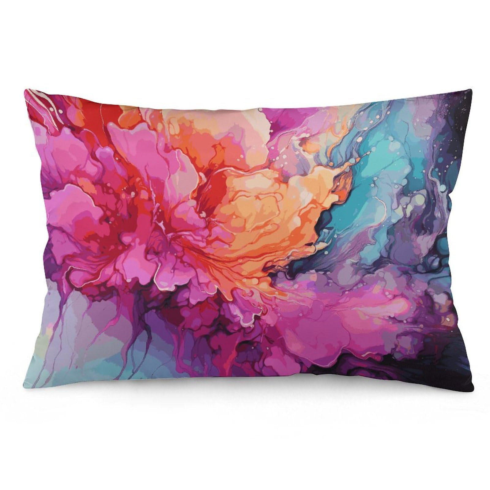 2 Pack Pillow Cases for Hair and Skin, Soft Breathable Pillow Case Covers with Hidden Zipper, Colorful Watercolor Painting Pillowcase 20"x30" Pillow Covers for Sleeping Gift