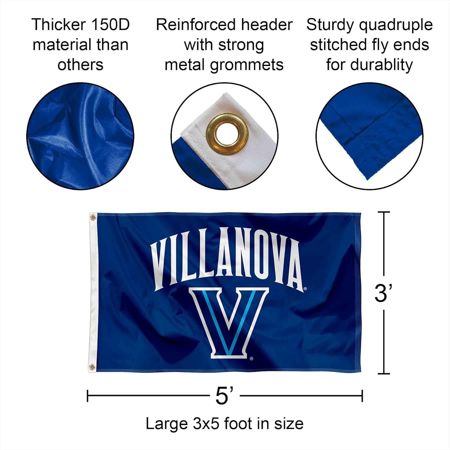 College Flags & Banners Co. Villanova University Flag and Pole Bracket Mount Bundle