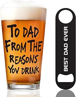 Gift for Dad Men, 16oz Beer Glass, Dad Birthday Gifts, Father's Day Gift Beer Mug, Anniversary Retirement Valentines Day Presents for Him Husband