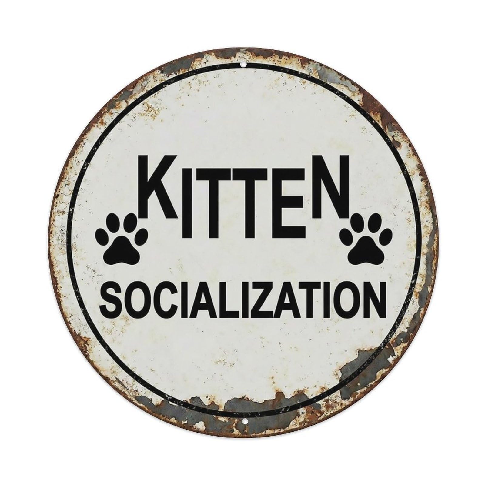 Vintage Kitten Socialization Center Metal Tin Sign