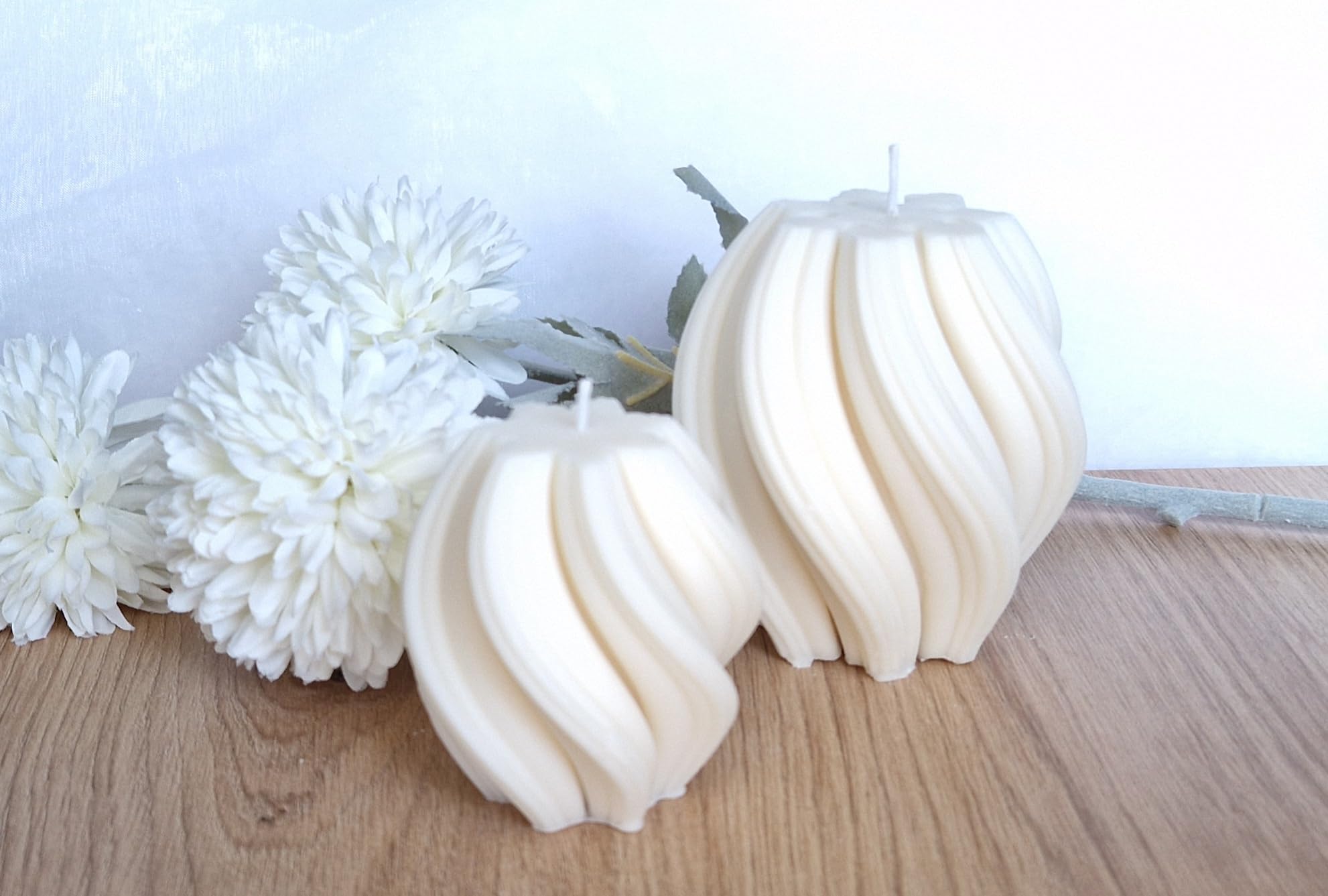 Swirl Kerze 3er Set, XXL Spiralkerze, Welle Twist Geschenkset, Riesenkerze