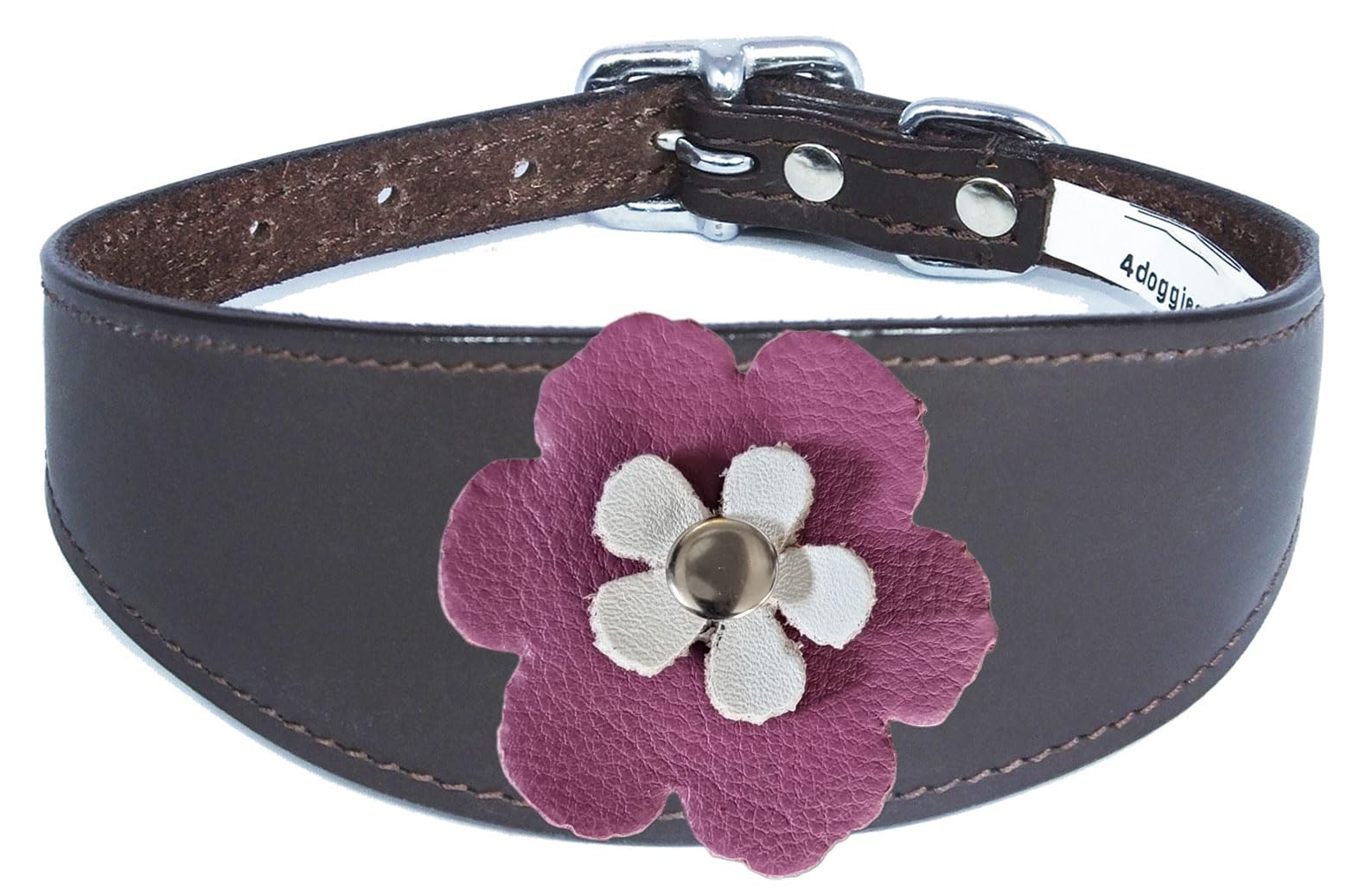 Flower Design Sighthound Leather Collar with Padded Backing for Whippet and Greyhound 2-7