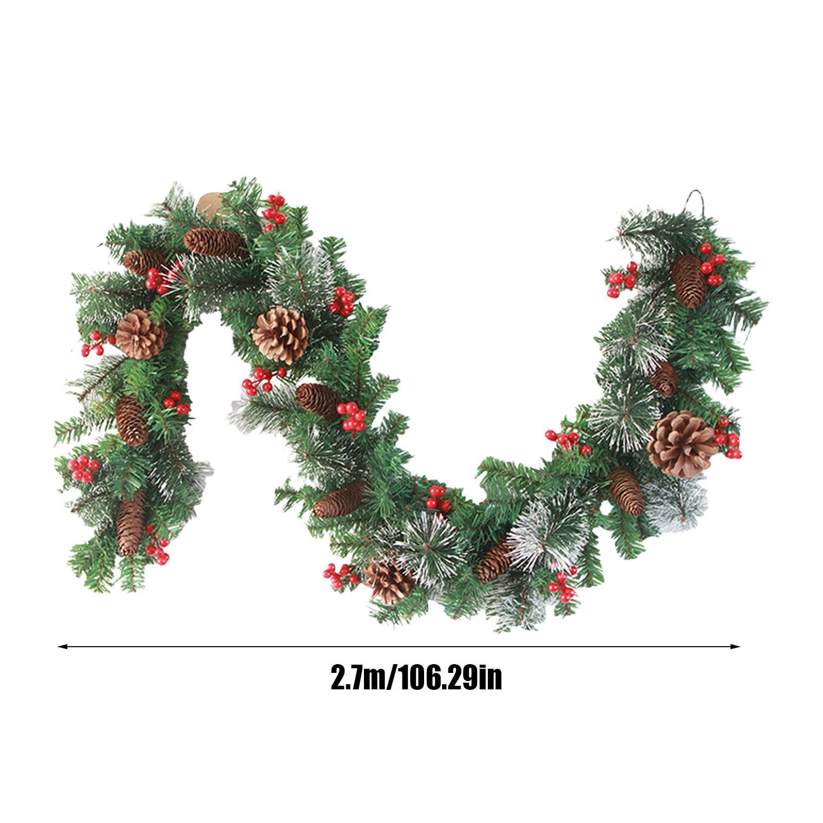 Guirnalda Iluminada Para Navidad Decoración Navideña Con Piñas Y Bayas